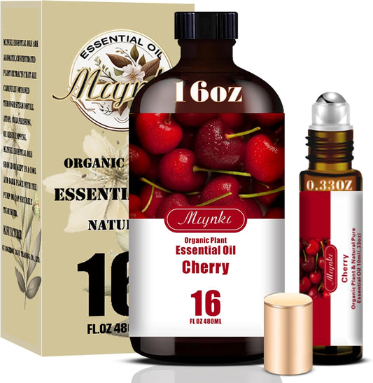 Cherry Fragrance Oil-Cherry Essential Oil 16.33oz (490ml)-100% Pure Natural Scent for Diffusers, Candles, Soap Making & Aromatherapy | Relaxing Home & Gift Essential Oil for Bath, Massage