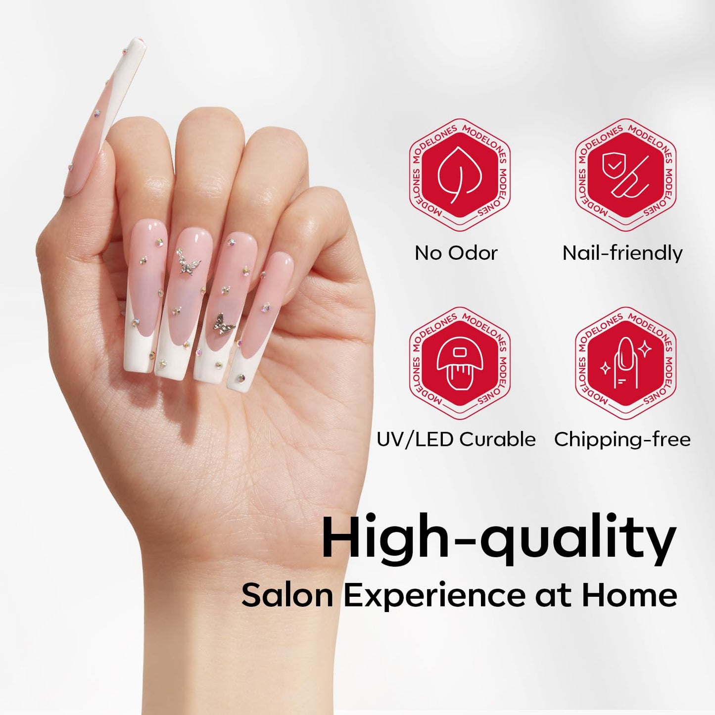 modelones Long Square Nail Tips, 2XXL Straight No C Curve Half Cover Soft Gel Tips Pre-shaped Acrylic Fake Nails False Clear Press on Extension Gel Kit Manicure DIY at Home 216PCS 12Sizes