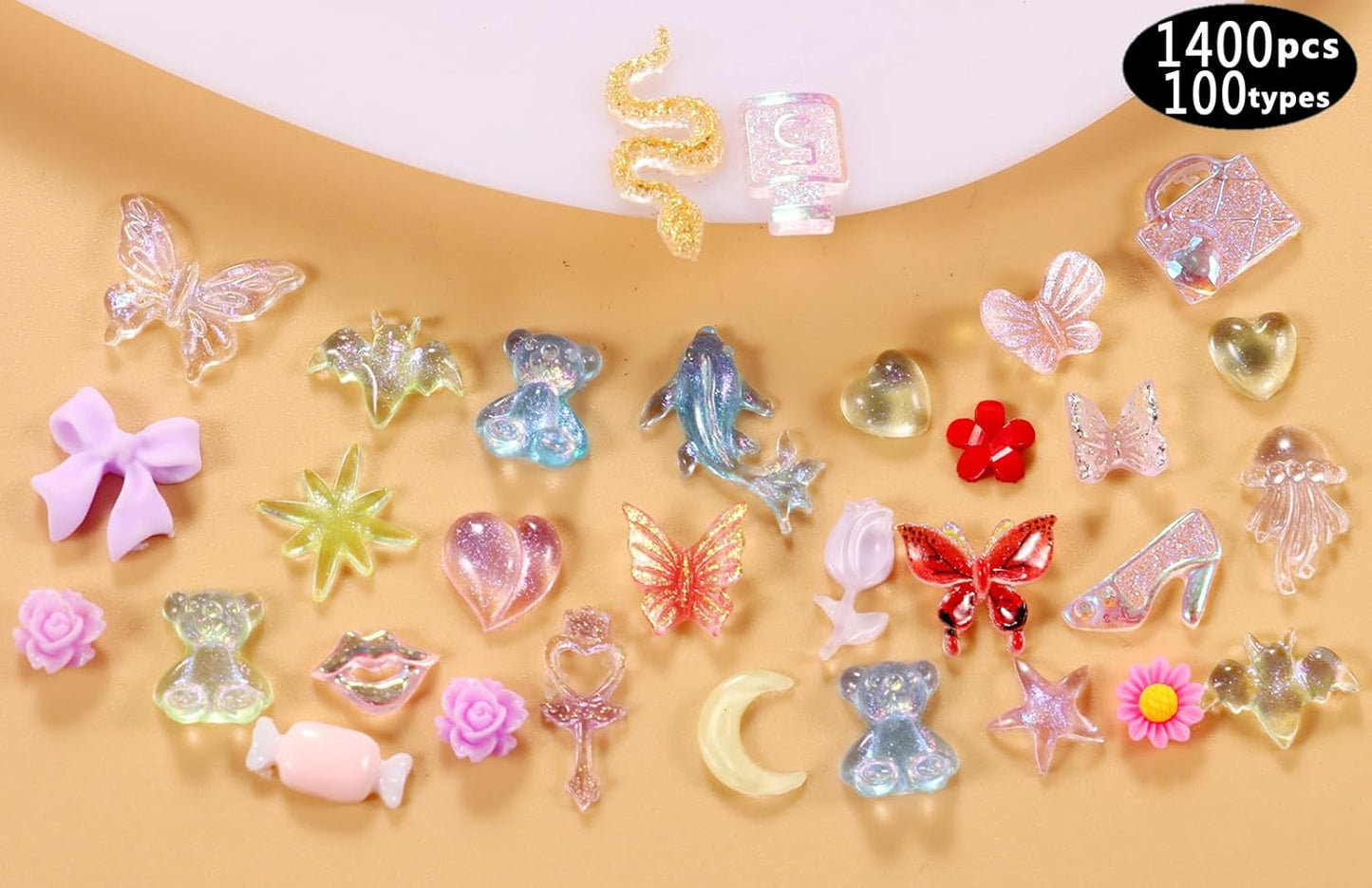 250pc 3D Nail Charms Set - Diverse Shapes & Colors for Acrylic Nails & DIY Crafts (#10)