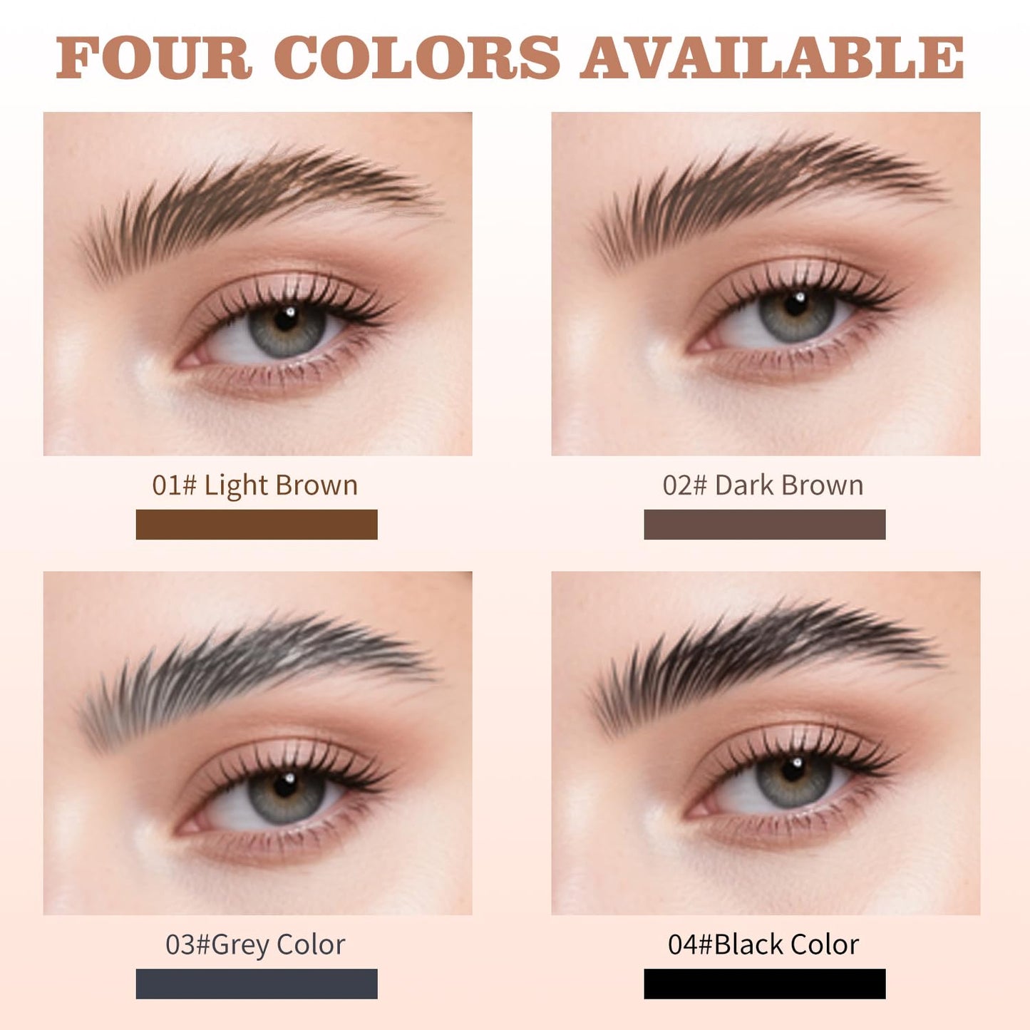 Eyebrow Pen, Waterproof Microblading Eyebrow Pencil, 4 Tip Precise Eye Brow Makeup Pen for Women to Effortlessly Create Hair Like Natural Brows, Non Dry Out and Last All Day (Black Color)