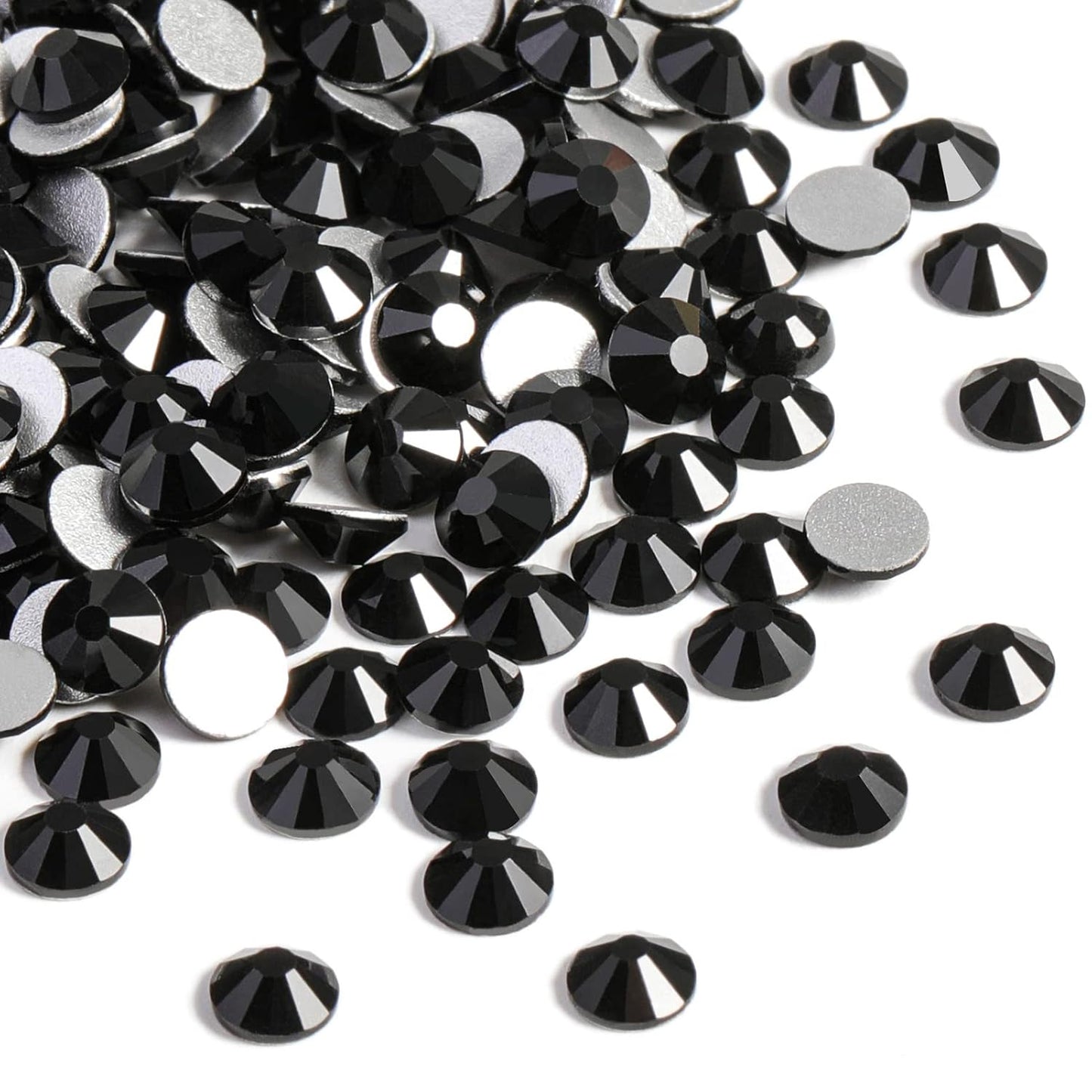 beadsland Flat Back Crystal Rhinestones Round Gems, Black(7.1-7.3mm) SS34/288pcs