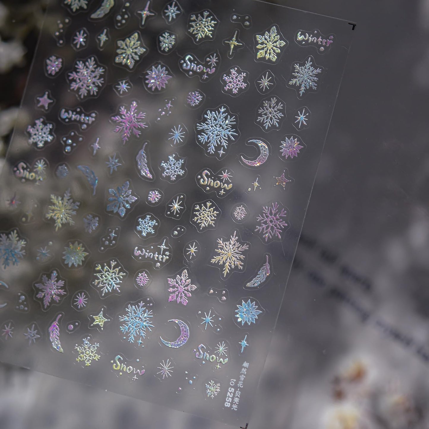 Colorful Snowflake Nail Sticker 3D Embossed Self-Adhesive Nail Decals Christmas Nail Art Sticker Winter Nail Supplies Design for Women Manicure Decorations Accessories