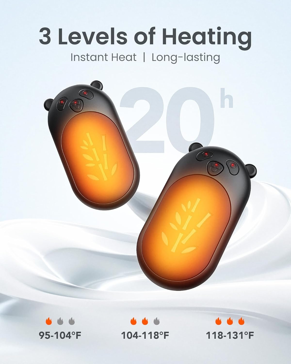 Hand Warmers Rechargeable 2 Pack, 6000mAh Electric Hand Warmer Reusable, 20Hrs Long Heating, Portable Pocket Heater Handwarmer for Women Men, Outdoor Camping, Hunting Gear