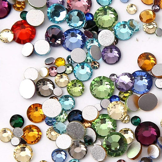 Rhinestones flat back gems round DIY decorative Nail Face and apparel accessories ss3-20 mix size(4320pcs mixed color)