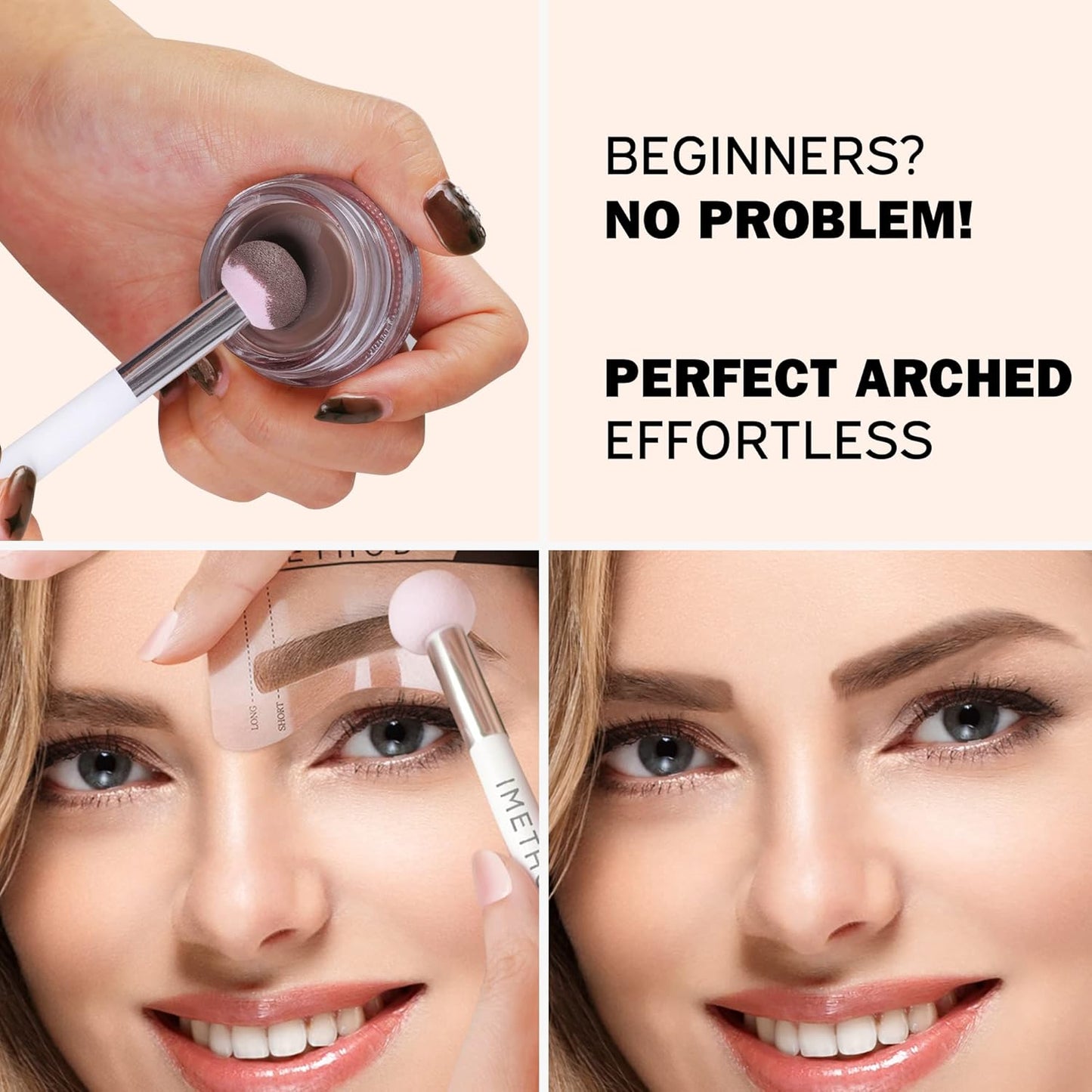 iMethod Eyebrow Stamp and Eyebrow Stencil Kit - Brow Stamp Kit, Eye Brow Stamping Kit, Brow Stencil and Stamp Kit, Brow Trio Eyebrow Kit, Perfect Bushy Eyebrows, Brown