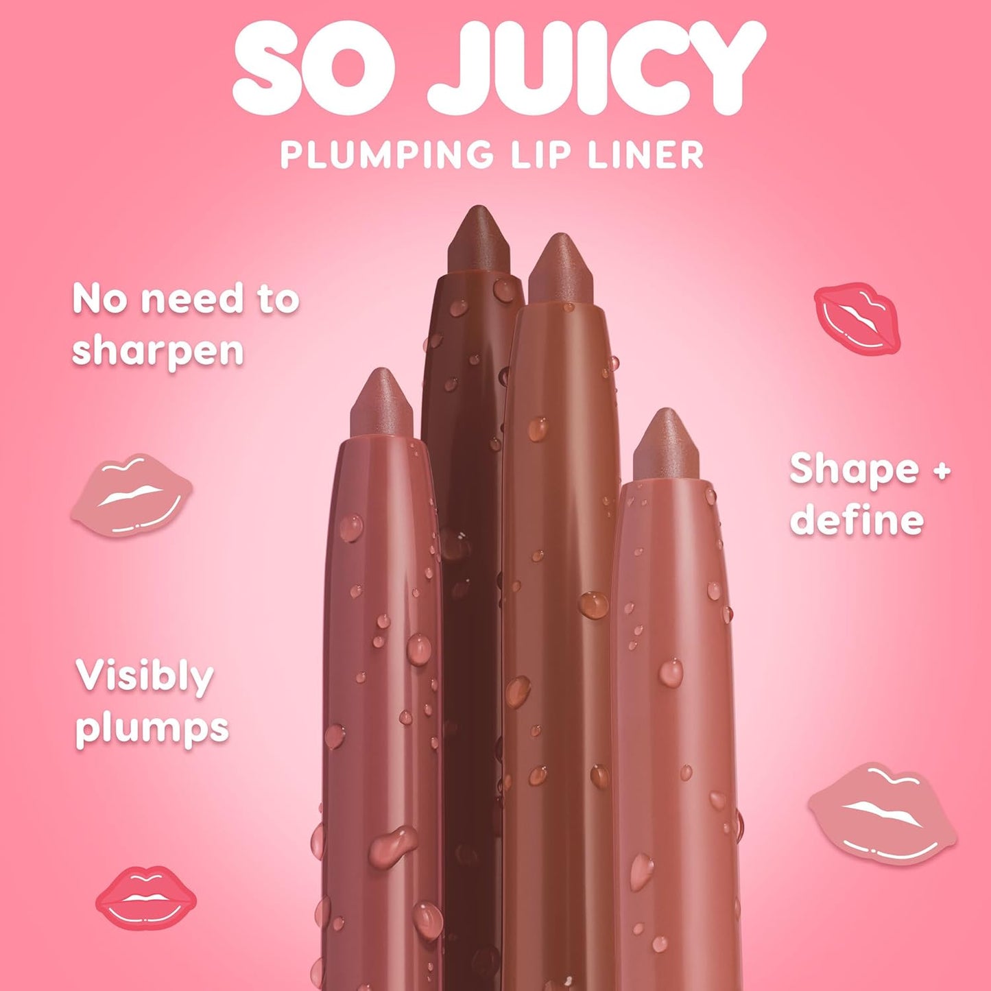 Colourpop So Juicy Plumping Lip Liner with Peptides - Long Lasting Lip Liner for Visibly Plumped & Shaped Lips - Enriched with Smoothing Ceramides & Peppermint - Tease (0.01 oz)