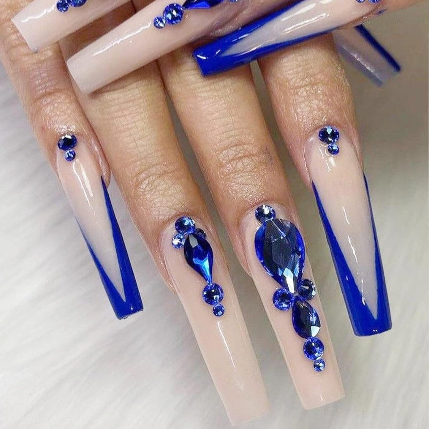 Canvalite 2900Pcs Blue Rhinestones for Nails, 18 Styles Multi Shape Nail Charms and Gems Shiny Glass Crystal Flatback Nail Rhinestones Set for Nail Art with Rhinestone Picker and Tweezers