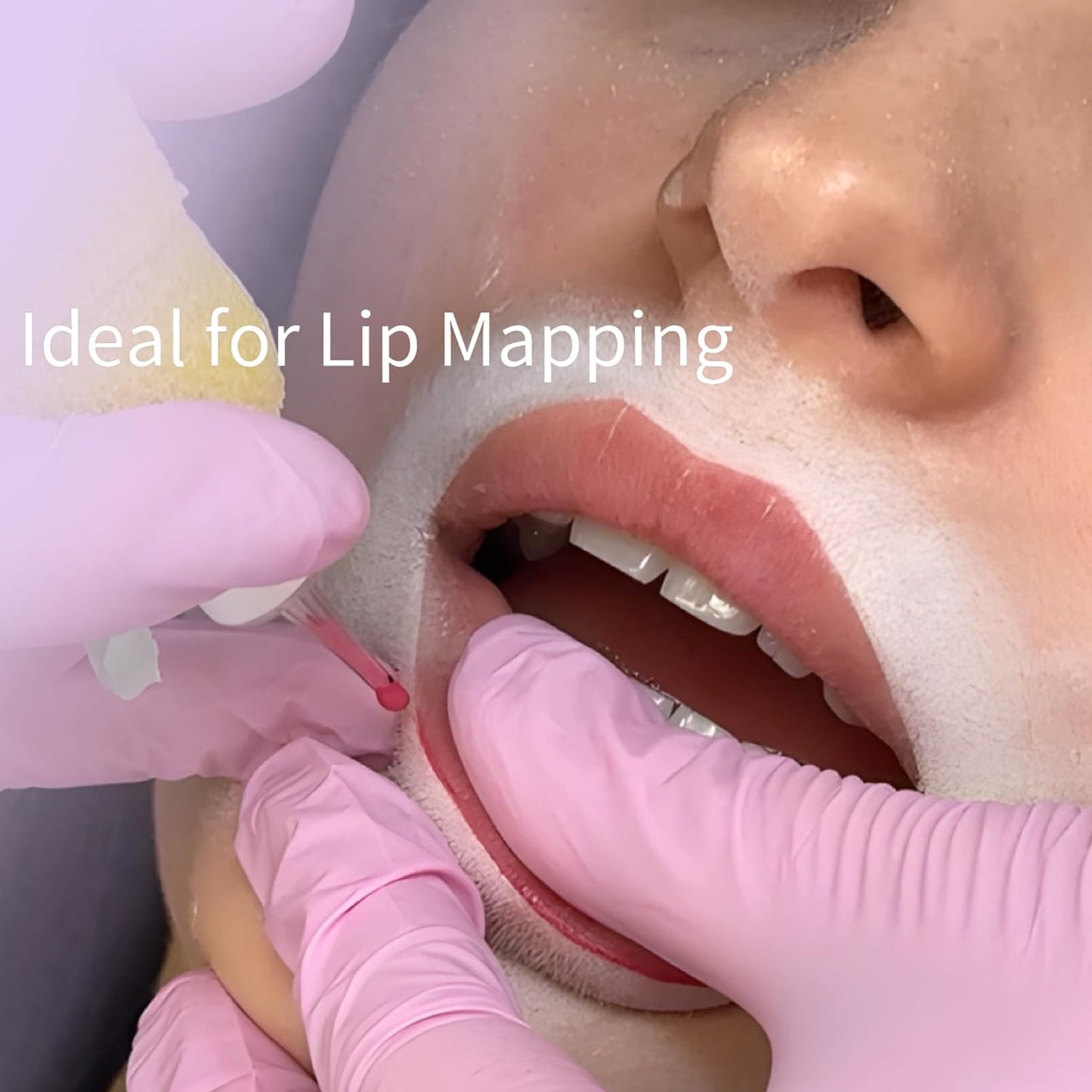 Eyebrow Mapping Kit, White Mapping Paste for Brow and Lip with Dual-Sided Brush and Cotton Swabs, PMU and Microblading Supplies