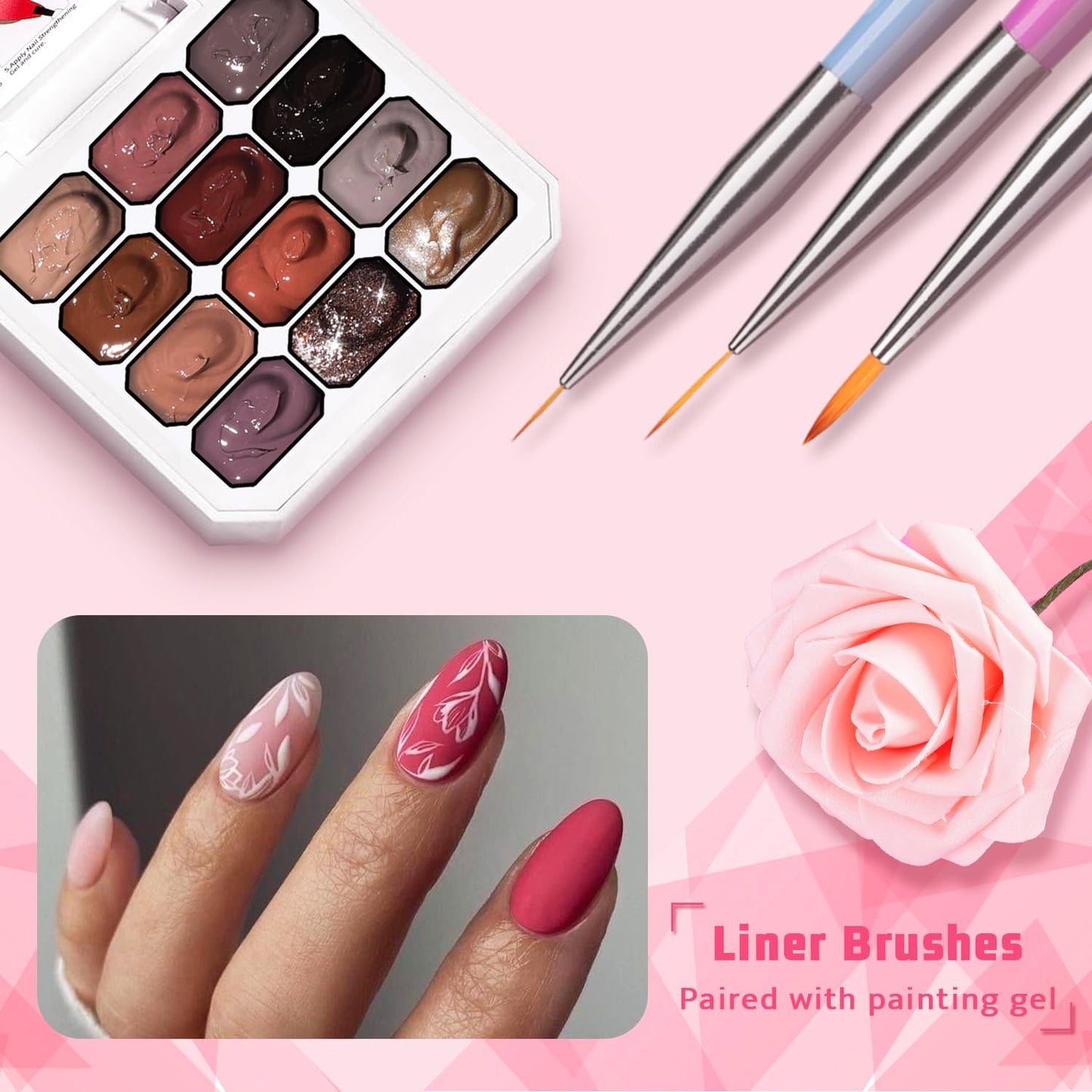 Sponge Pat Paint Nail Gel, Ombre Nails Gradient Gel Nail Blush Blooming Aura Nails Drawing Stripper Floral Painting DIY Nail Art, No Wipe, UV/LED Curing (12 Colors J)