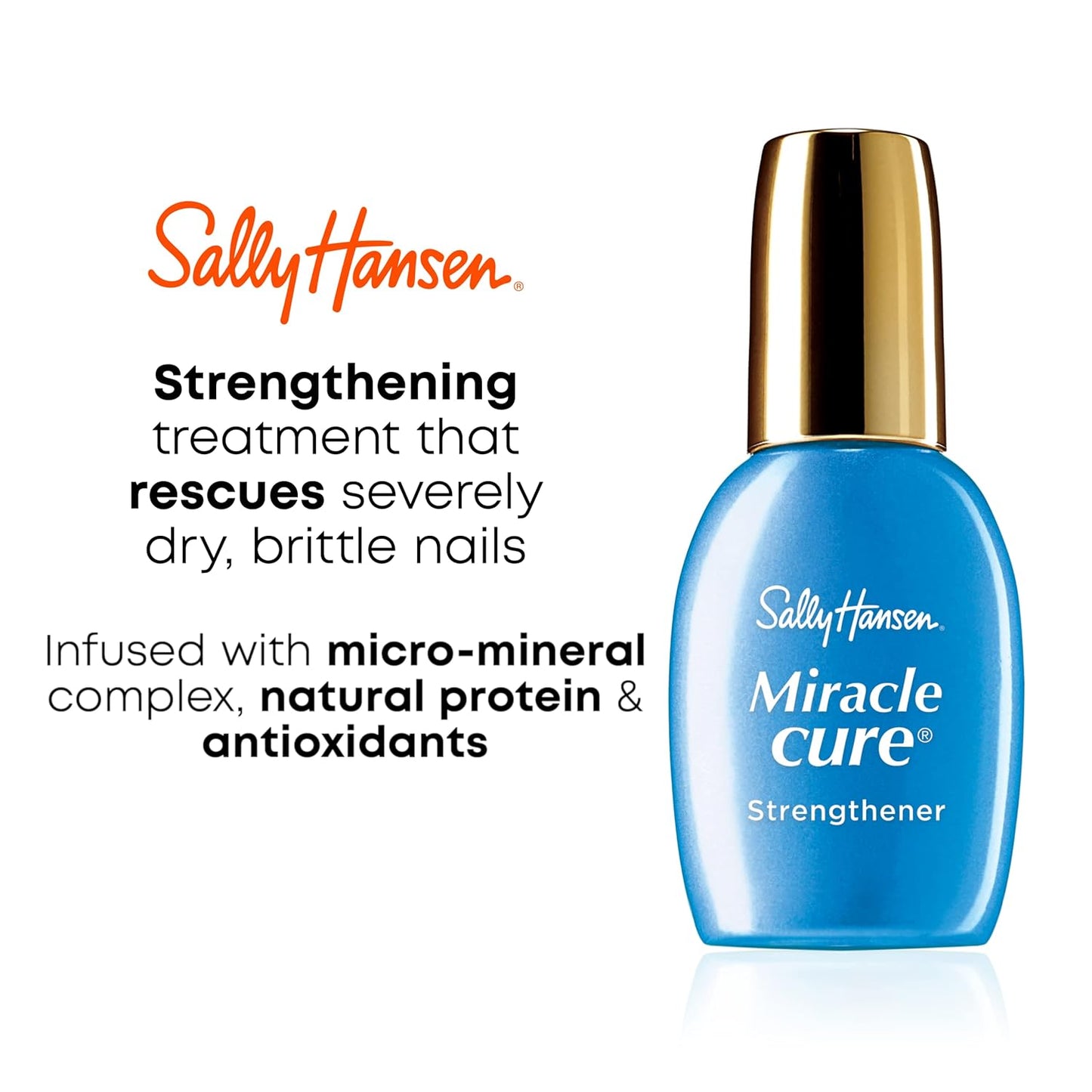 Sally Hansen Miracle Cure®, Nail Strengthener, Infused with Micro-Mineral Complex, Natural Protein, and Antioxidants