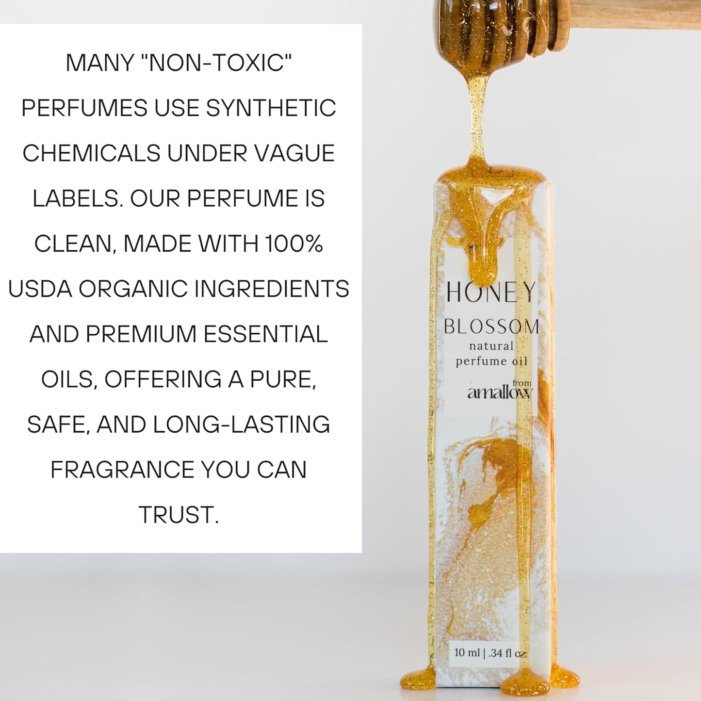 Amallow All Natural Non-Toxic Perfume Roller - Made With Pure and Organic Essential Oils - Hints of Honey, Vanilla, Lavender, Frankincense, Bergamot, Rosemary & Chamomile (Honey Blossom)