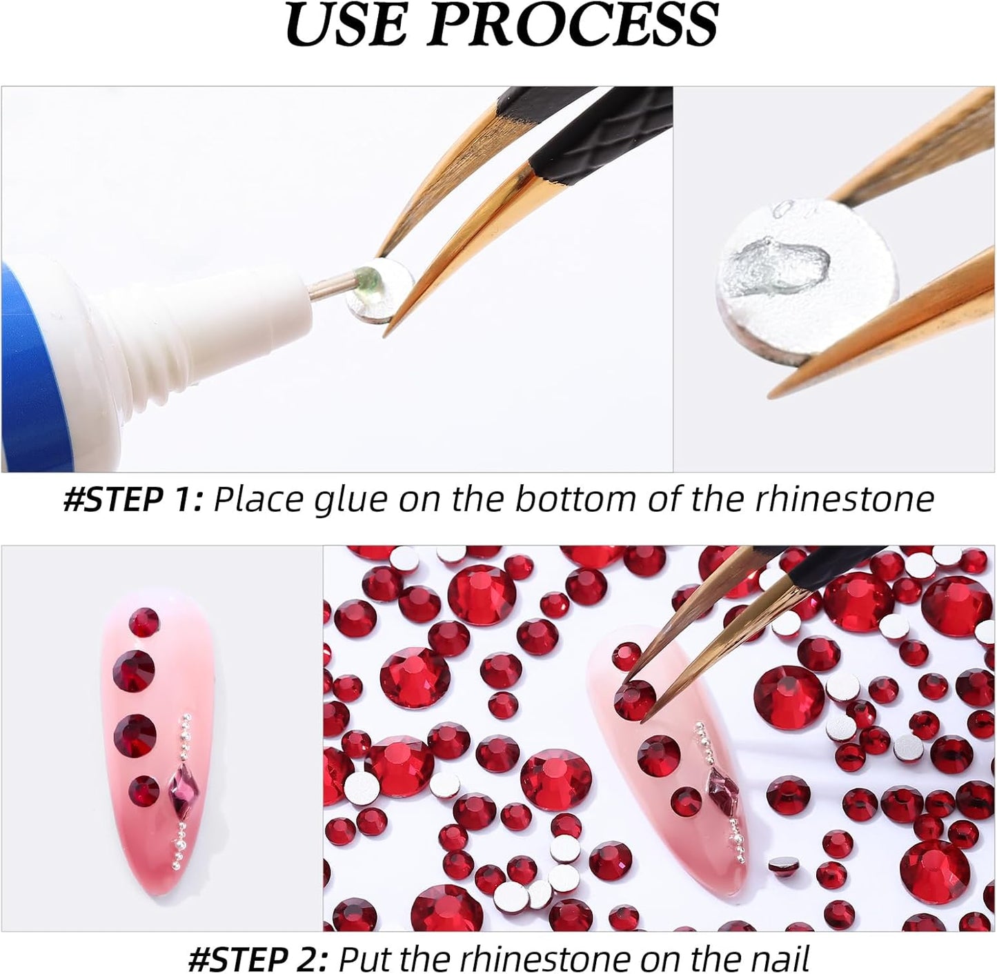 Siam Flatback Rhinestones, Glass Rhinestones for Nail Art and Craft, Glue Fix, Loose Crystal Gemstones(Siam, SS8, 2880pcs, 2.3-2.5mm)