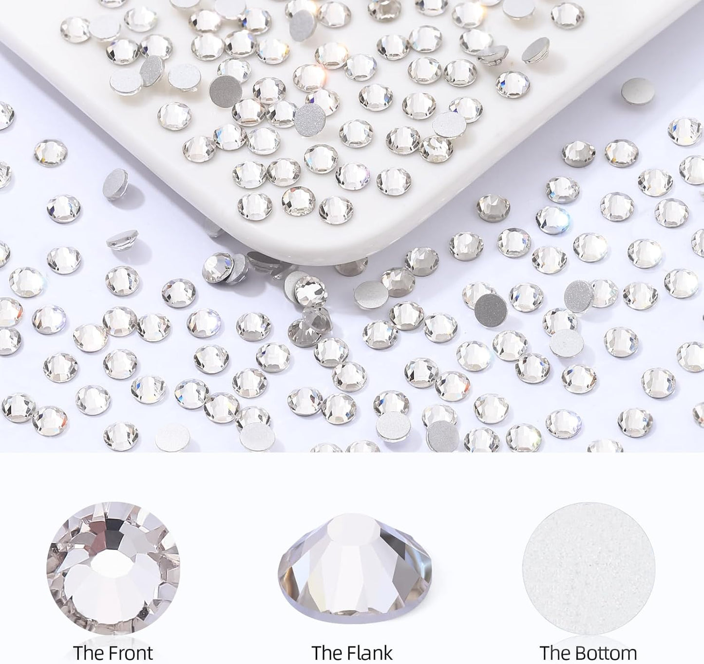 Crystal Clear Flatback Rhinestones, Glass Rhinestones for Nail Art and Craft, Glue Fix, Loose Crystal Gemstones(Crystal, SS20, 1440pcs, 4.6-4.8mm)