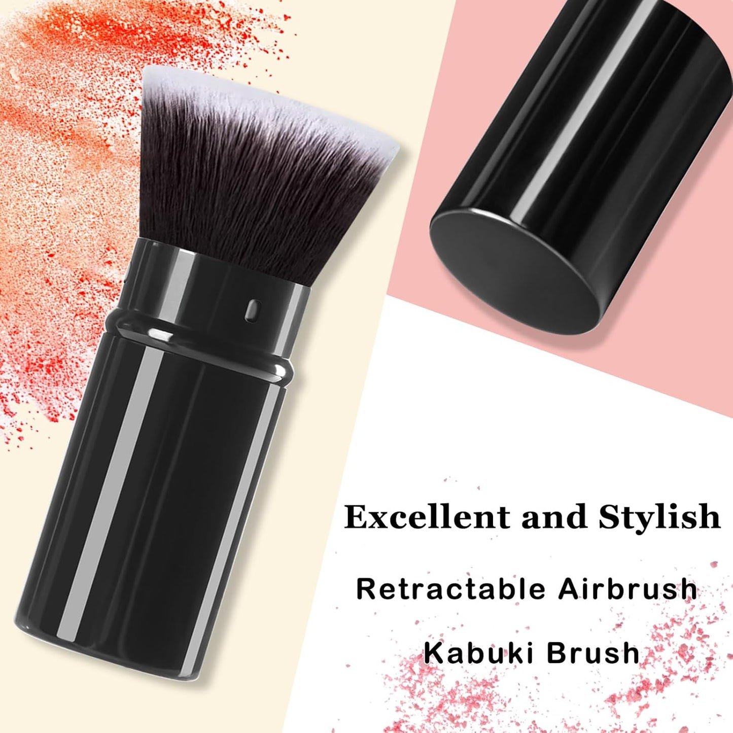 Makeup Brush, Retractable Travel Kabuki Powder Foundation Makeup Brush Face Blush Brushes for Blending Liquid, Flawless Cosmetics, Bronzer, Buffing, Sunscreen,