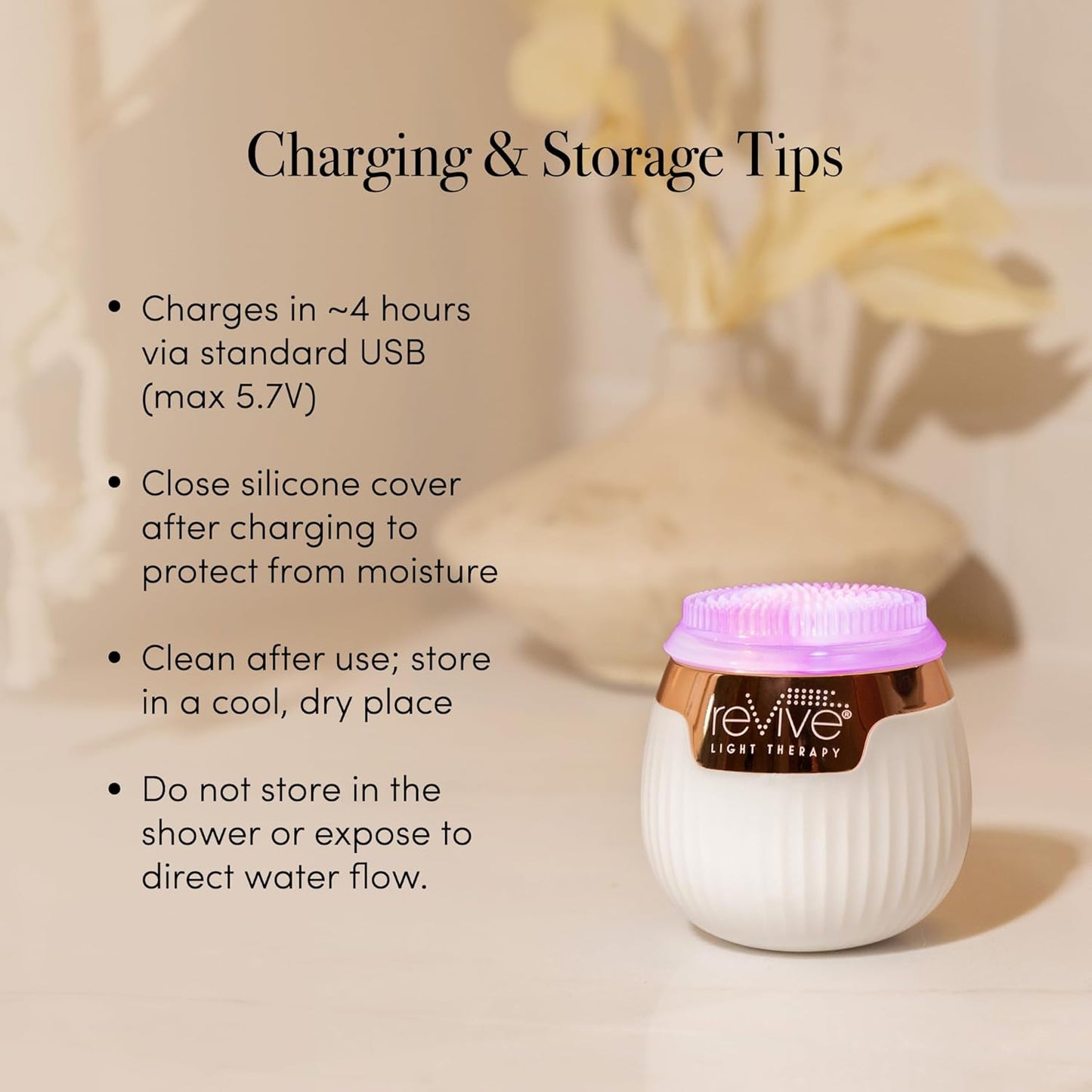 Revive Light Therapy Lux Collection Soniqué Mini, Rechargeable Sonic Face Cleanser Brush with Medical-Grade Blue & Red Light Therapy for Face, Acne & Wrinkle Care, Water-Resistant