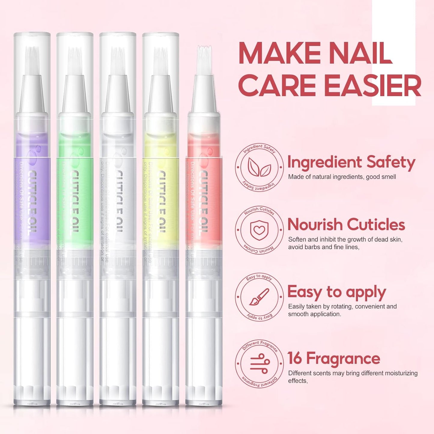 Peacecolor 16Pcs Cuticle Oil Pen for Nails Portable Nail Moist Nail Strengthener Nails Care Kit for Treatment Care Nail Softener and Strengthener