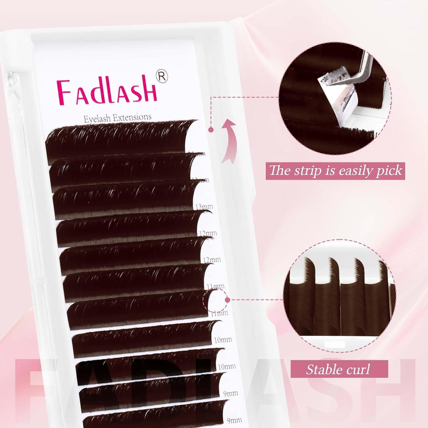 FADLASH Colored Lash Extensions Dark Brown Easy Fan Eyelash Extensions Volume Lashes C/D Curl Lash Extension 0.07 Self Fanning Eyelash Extension (Dark Brown-0.07C, 15-20mm)
