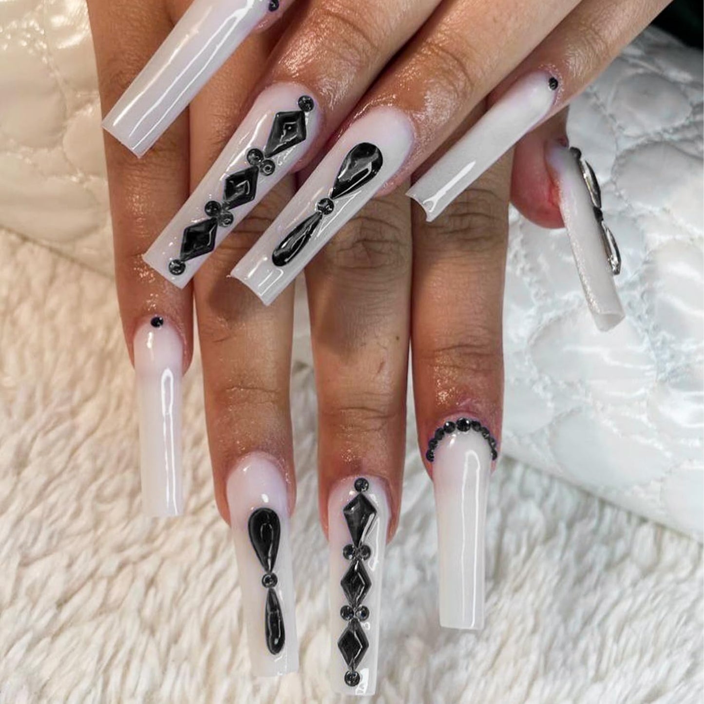 Canvalite 2900Pcs Black Rhinestones for Nails, 18 Styles Multi Shape Nail Charms and Gems Shiny Glass Crystal Flatback Nail Rhinestones Set for Nail Art with Rhinestone Picker and Tweezers