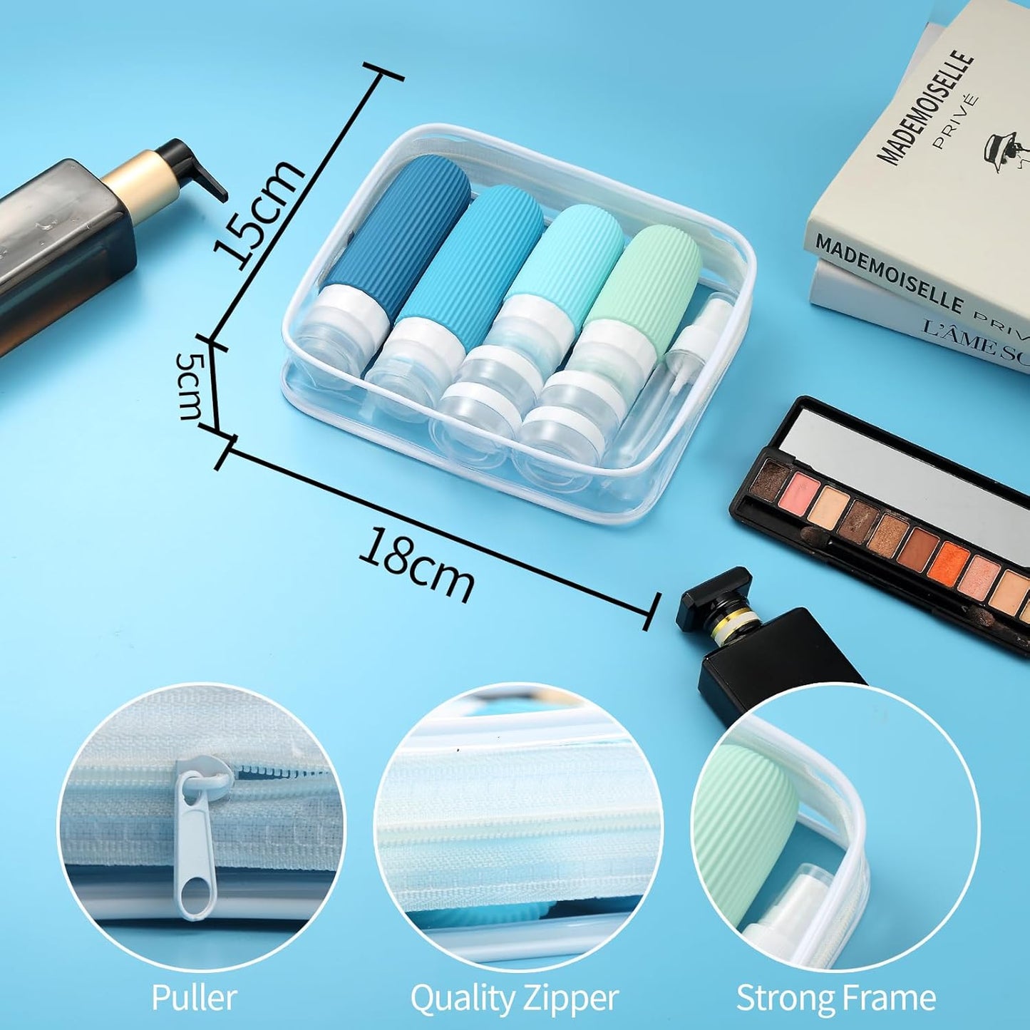 16 Pack Travel Bottles Set, TSA Approved Leak Proof Silicone Squeezable Containers for Toiletries, Refillable Travel Accessories for Conditioner, Shampoo, Lotion & Body Wash Accessories