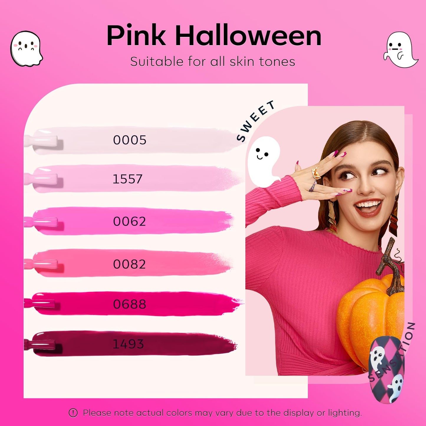 modelones Pink Gel Nail Polish Set 6 Colors, Hot Pink Tones Neon Pink White Gel Polish Magenta Light Soft to Dark 2025 All Seasons Halloween LED Nail Art for Nail Lovers Gift Salon DIY Starter Kit