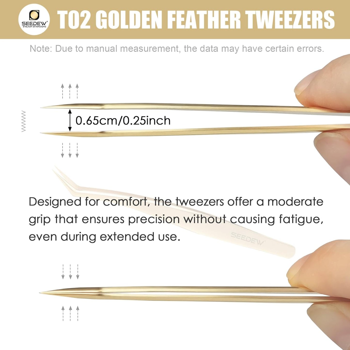 Tweezer Eyelash Extensions - 1 PCS Stainless Steel 45 Degree Curved Pointy Tweezer Isolation Professional Precision Supplies Lash Application Tools for Lash Tech and Artist (Golden)
