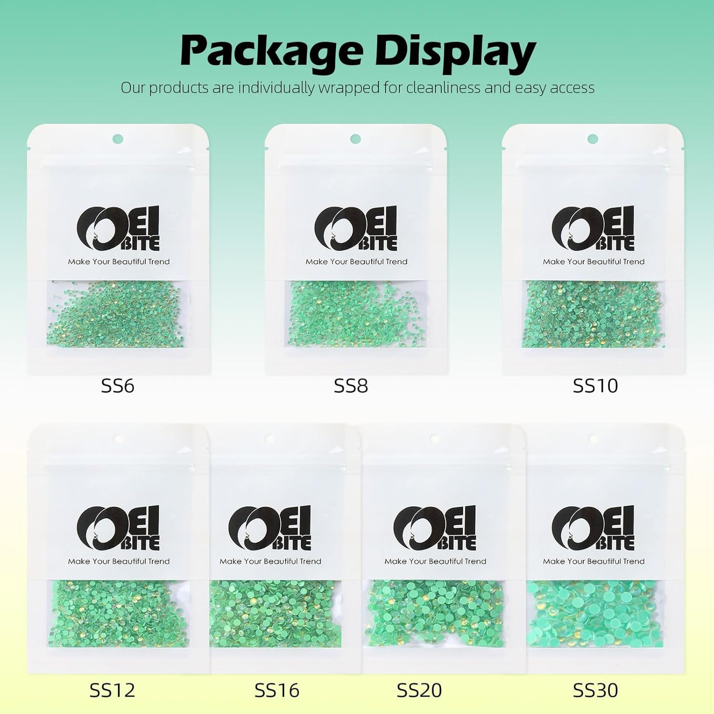 F Green Flatback Rhinestones, Glass Rhinestones for Nail Art and Craft, Glue Fix, Loose Crystal Gemstones(F Green, SS30, 288pcs, 6.4-6.6mm)