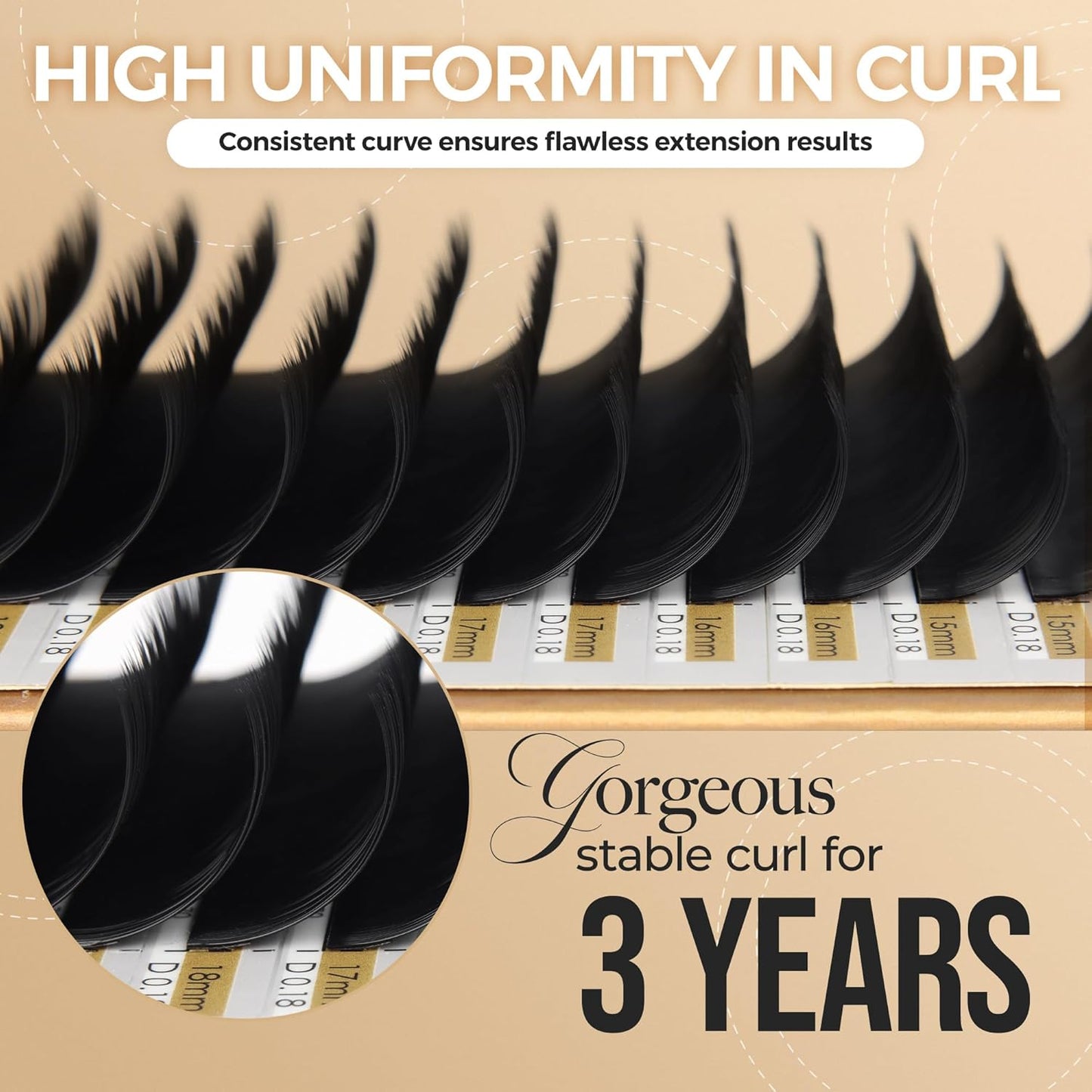 LASHVIEW Russian Volume Lashes 0.03mm Thickness CC Curl 8-15mm Mix Tray Faux Mink Individual Eyelash Extension Soft Semi-Permanent Lashes Pure Korean(Professional Salon Use)