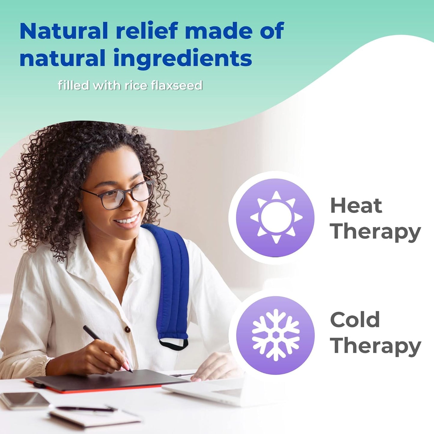 Microwavable Heating Pads for Lower Back, Neck, and Shoulder Pain Relief - Moist Microwave Heating Pad for Muscles and Joints - Microwave Hot Pack Heat Pad for Cramps (Multi Blue, 1)