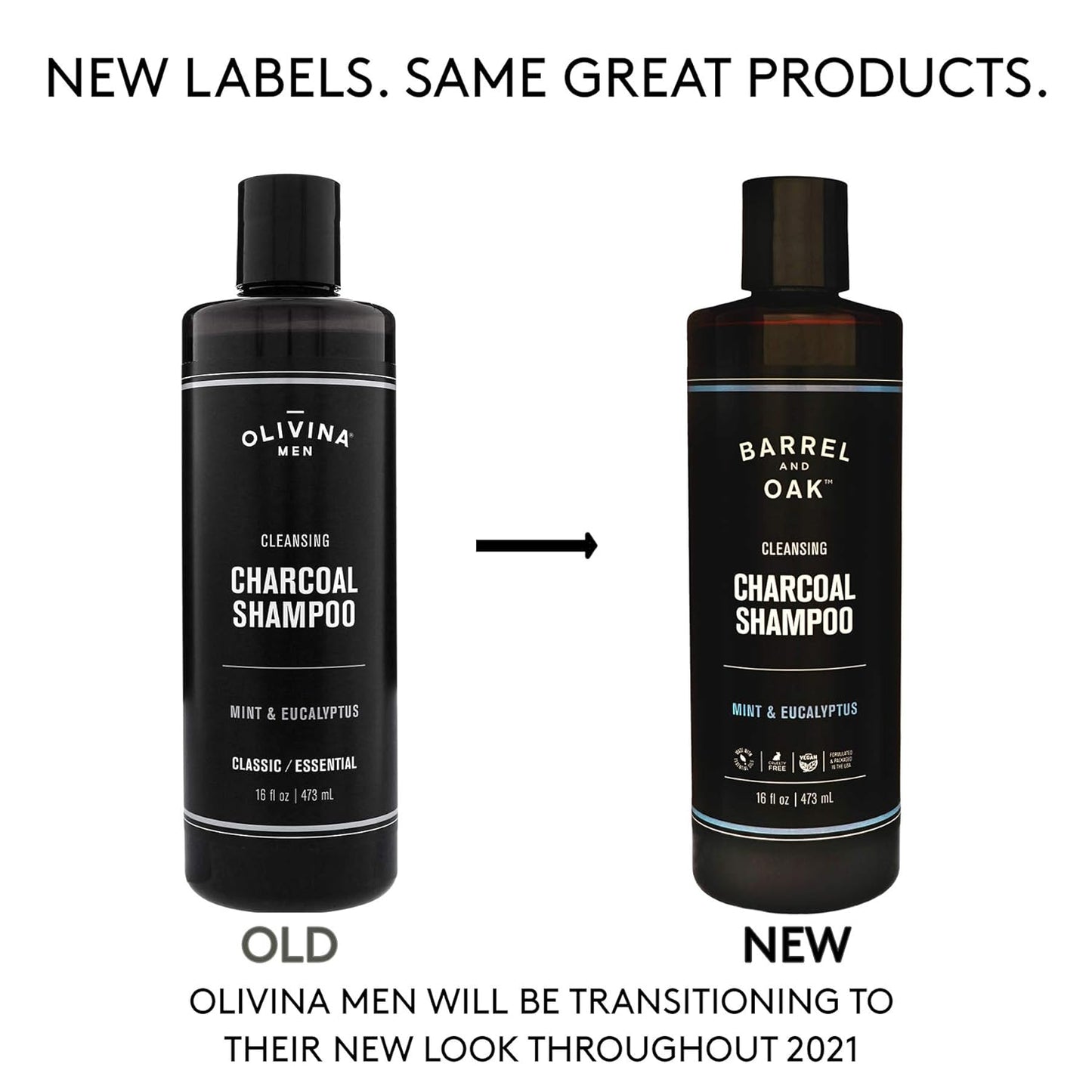 Barrel and Oak - Cleansing Charcoal Shampoo, Clarifying Shampoo, Hair Care for Men, Deep Cleans & Purifies, Hydrates & Soothes Dry Scalp, Essential Oil-Based Scent, Vegan (Mint & Eucalyptus, 16 oz)