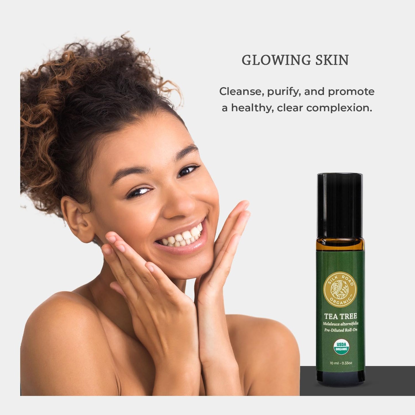 Silk Road Organic Tea Tree Essential Oil Roll On, 100% Pure USDA Certified – Healthy Skin, Toenails, Feet, Body Odor - 10 ml Roller - Always Pure, Always Organic