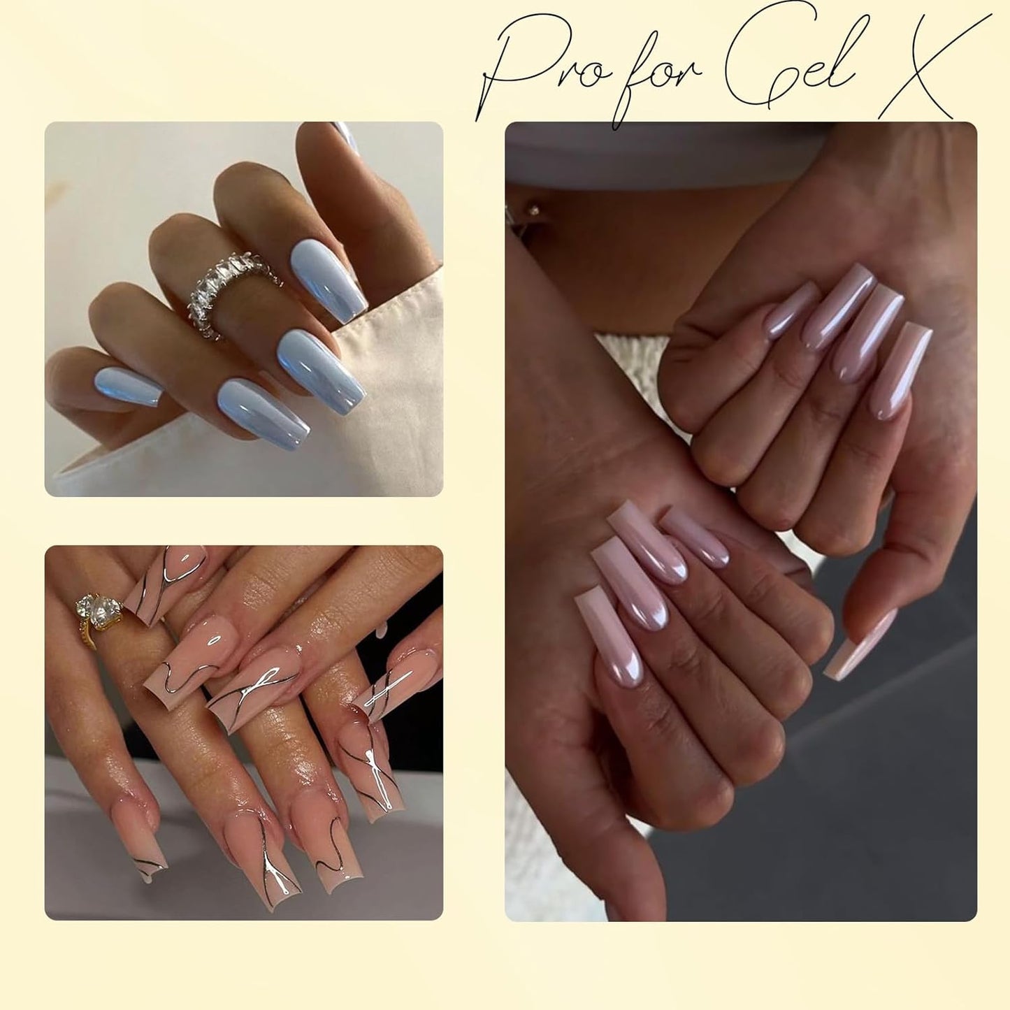 SAVILAND Gel Nail X Kit: 500 Pcs Square Nail Tips Gels Nail Kit with Drill, 0.5 Oz 4-in-1 U V Nail Glue with Lamp, Nail Kit At Home Art Designs & Salon Manicure Kit Gift For Women