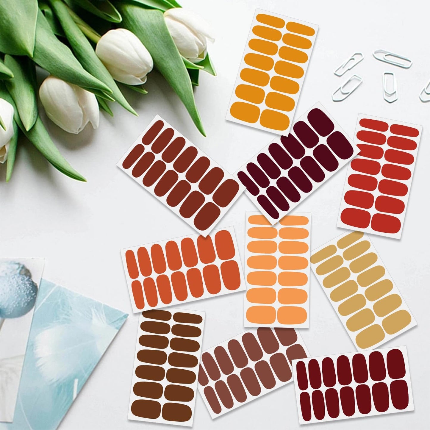SILPECWEE 16 Sheets Full Nail Wraps for Women Stick on Nail Polish Strips Gel Nail Strips Self Adhesive Nail Polish Stickers Thanksgiving Fingernail Sticker Nails Manicure Kit with Nail File