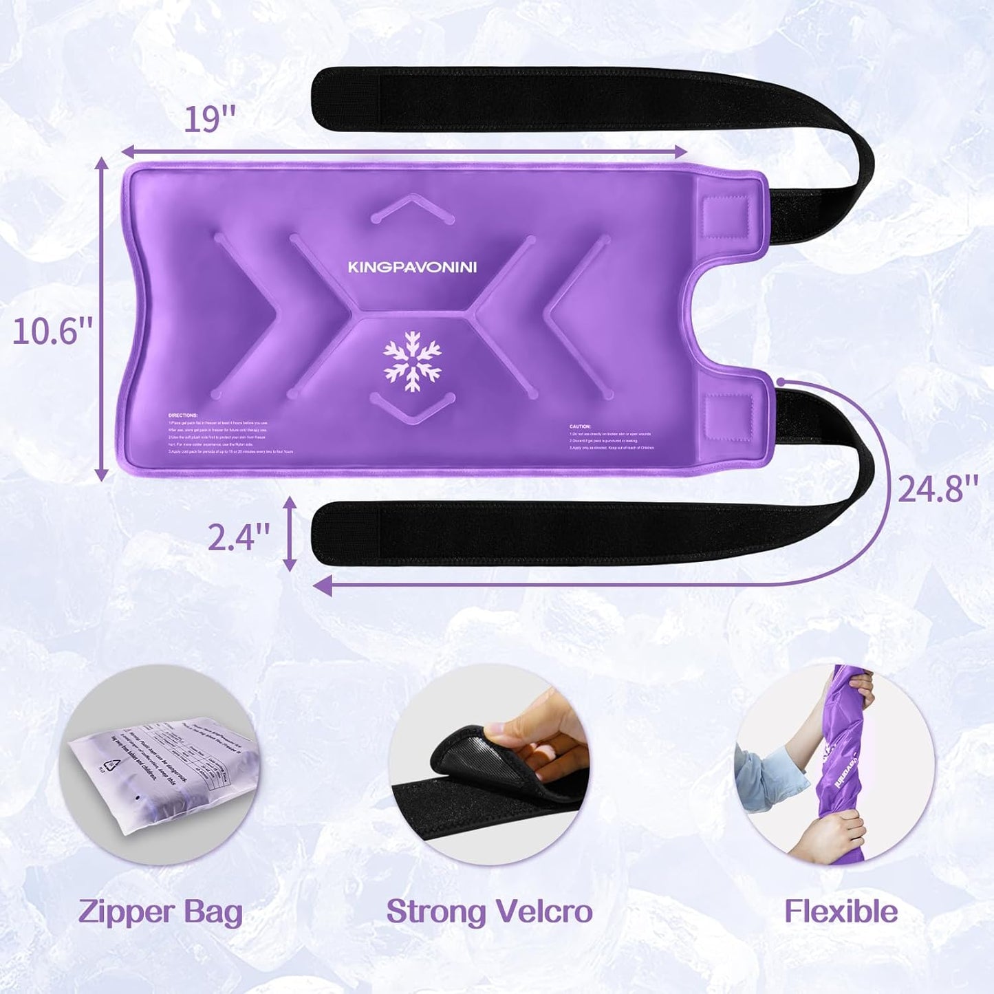 XXL Knee Ice Pack Wrap for After Surgery - Reusable Gel Pack for Injuries, Pain Relief, Swelling, Sports - Large, 2 Pack (Purple)