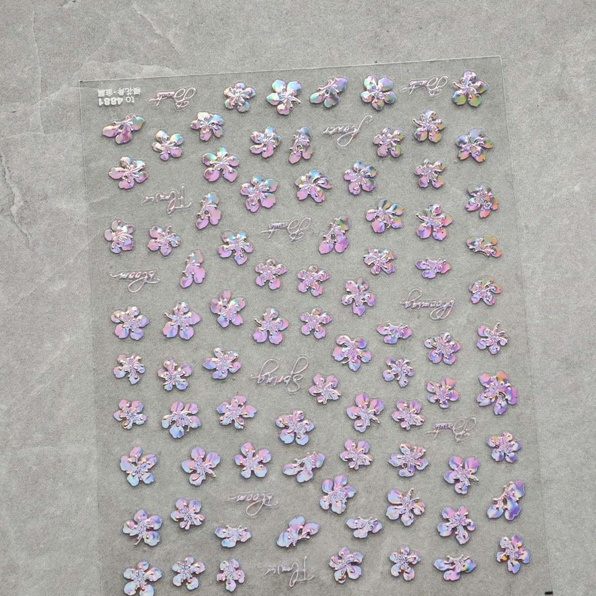 Laser Flower Nail Stickers Pink Aurora Nail Art Stickers Small Floral Nail Decals Self Adhesive with Design Spring Manicure Supplies Charm for Women Decorations Accessories