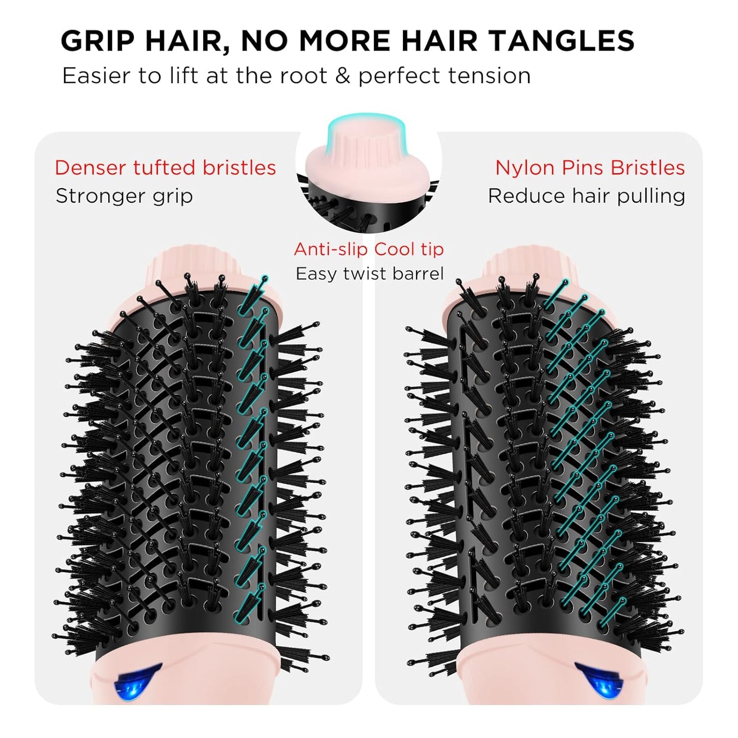 Hair Dryer Brush, Aima Beauty One Step Hair Dryer and Styler Volumizer with Negative Ion for Reducing Frizz and Static, Hair Styling Tools, Pink