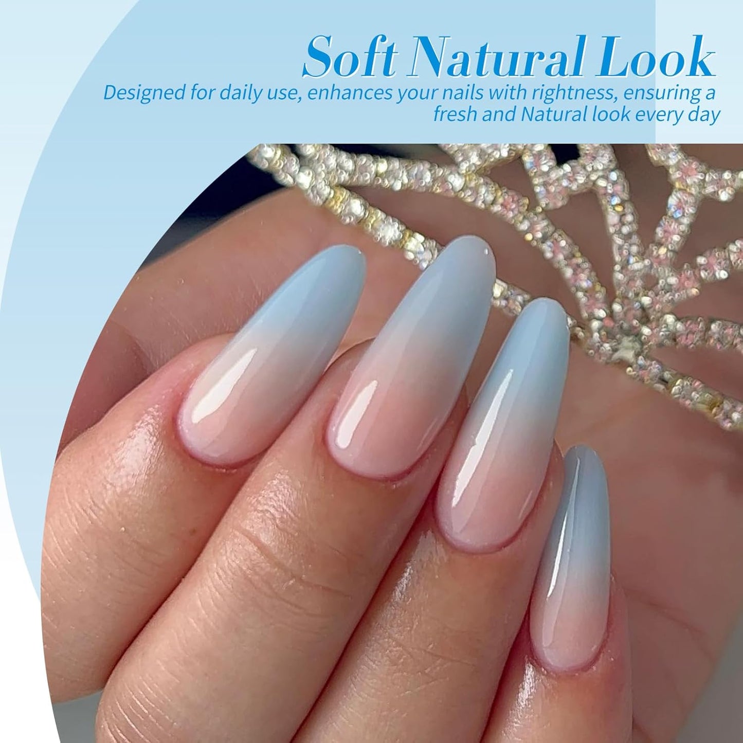 Born Pretty Gel Nail Polish Blue Series,Jelly Transparent,Cat Magnetic Eye,Shimmer Glitter Holographic Blue Gel Polish Kit for Salon Manicure and Nail Art DIY at Home 6Colors