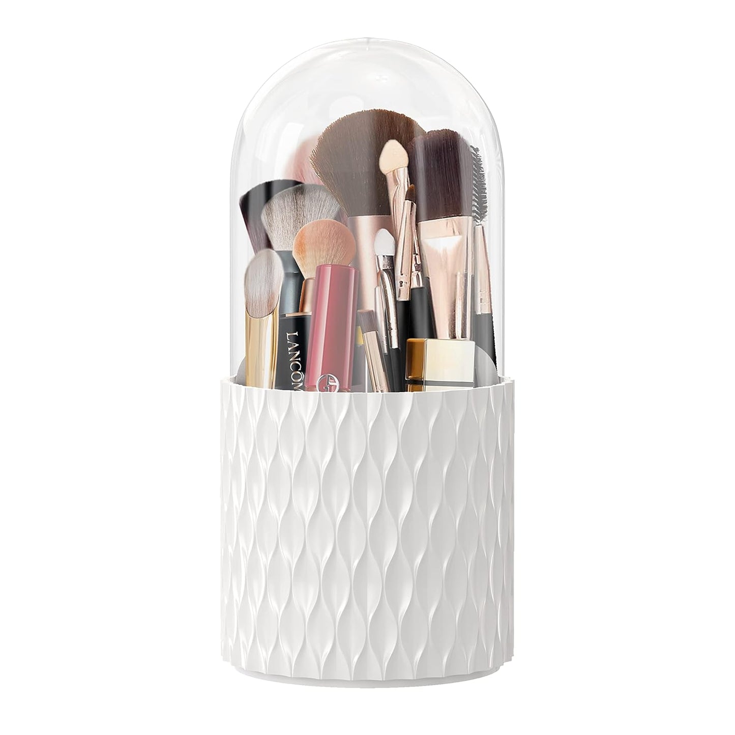 Makeup Brush Holder [Upgrade] [Dustproof & Waterproof] 360 Rotating Cosmetics Make up Brush Organizer Storage with Lid for Vanity
