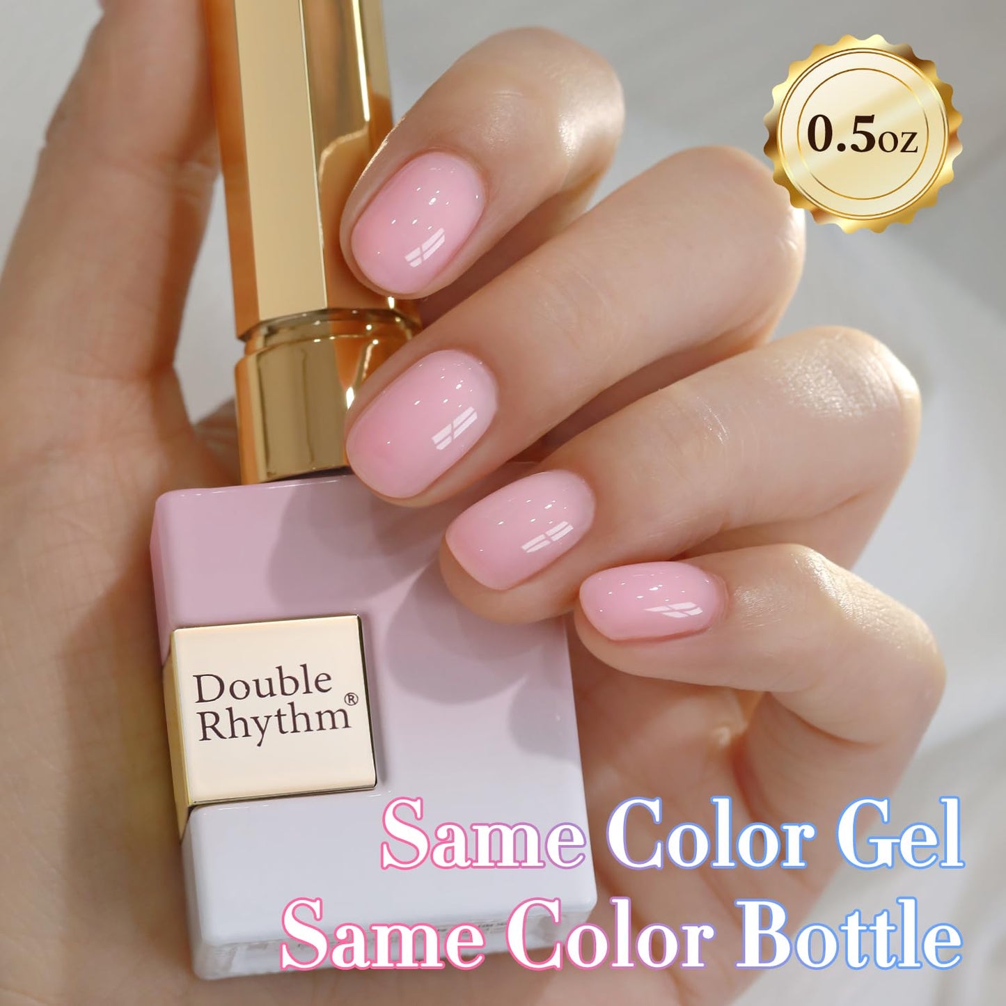 Double Rhythm 0.50 OZ Translucent Gel Polish Same Color Same Bottle Sheer Pastel Neutral Natural Milky 15 ML Jelly UV Nail Art DIY at Home (Pink-A1623)