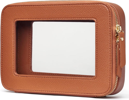 Popvibe Clear Makeup Bag Travel Cosmetic Case Transparent Toiletry Bag with Zipper, Portable Make Up Organizer Traveling Compact Car Bag for Essentials