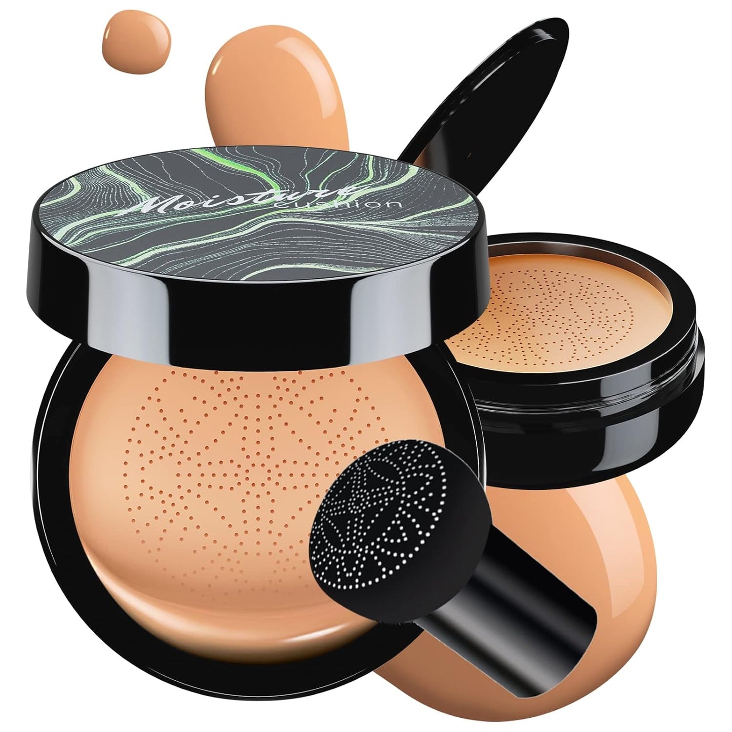 Mushroom Head Air Cushion CC Cream - BB Cream Foundation Makeup Moisturizing Concealer Long-Lasting, Cushion Foundation Full Coverage Self Adjusting for Mature Skin & All Skin Types （Medium Deep)