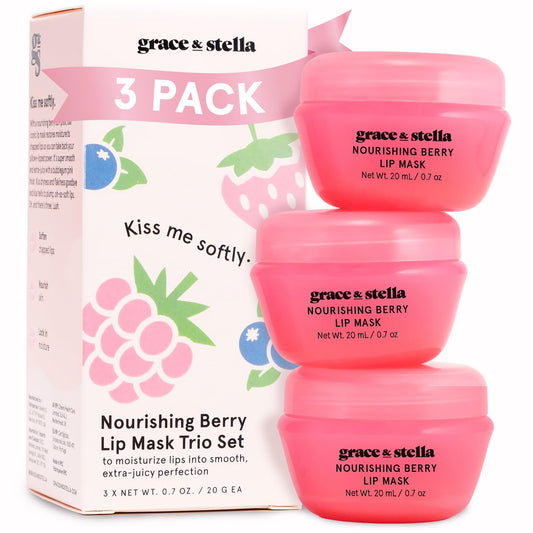 grace & stella Award Winning Lip Butter - Lip Balm Hydrating - Nourishing Lip Mask (3-pack) Airplane Travel Essentials, Beach Vacation and Purse Essentials - Lip Moisturizer for Dry Lips - Vegan