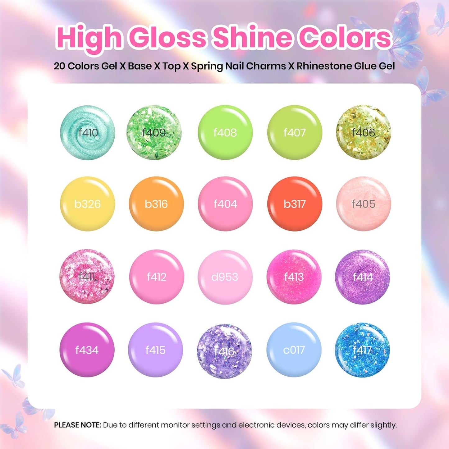Beetles Gel Nail Polish Set - 28 Pcs Pastel Pink Yellow Green Blue Glitter Macaron Color Gel Polish Set Fluttered Eden Soak Off Nail Polish UV LED Nails Art Halloween Gifts for Women Girl