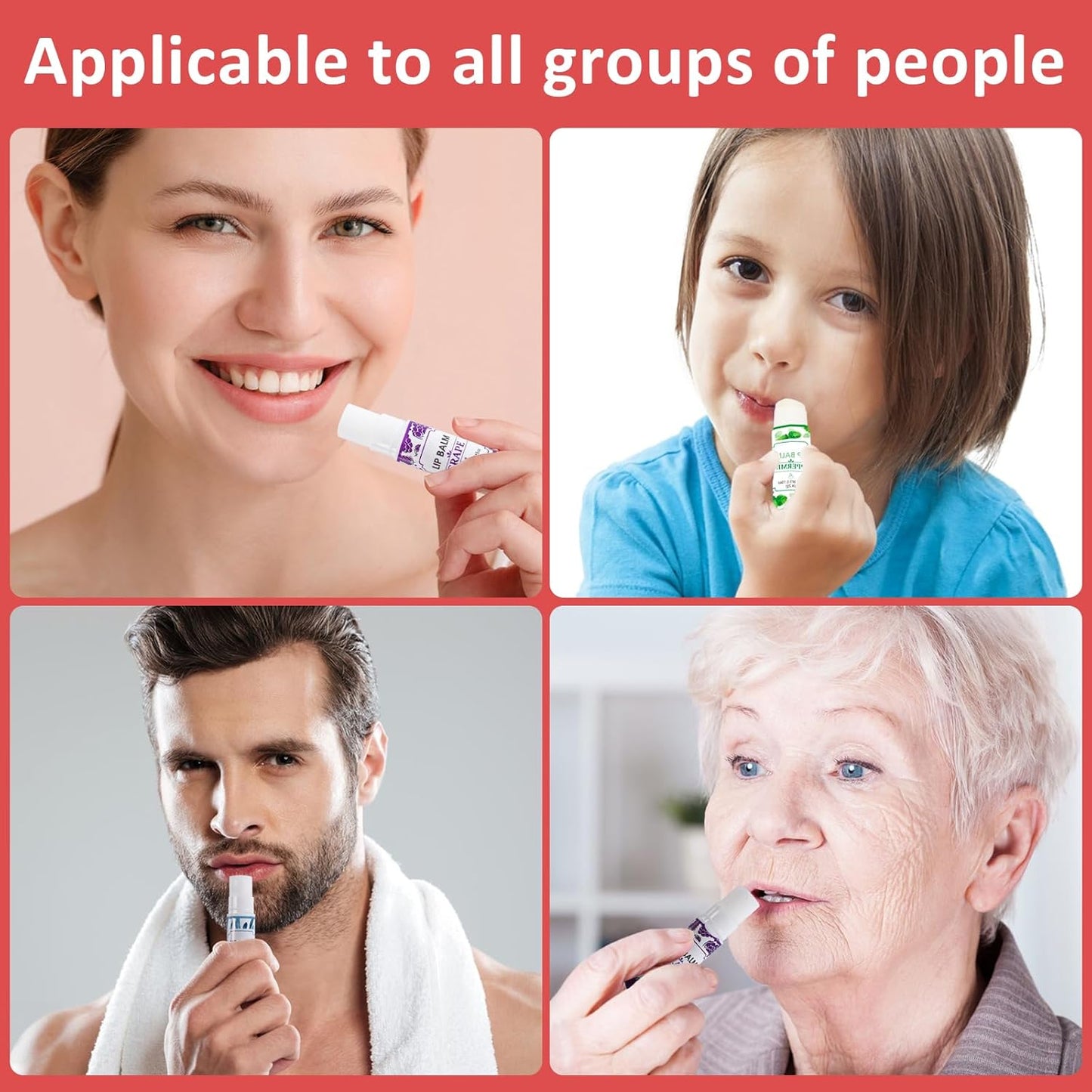 64 Pack Lip Balm, Natural Lip Balm Bulk with Vitamin E and Coconut Oil, Bulk Moisturizing Lip Balms for Dry Lips-16 Flavors