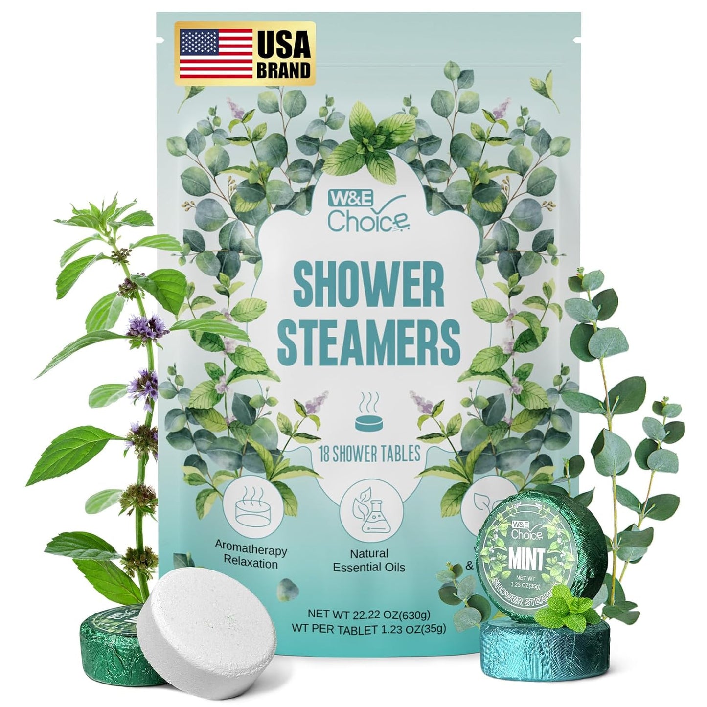 W&E Choice Shower Steamers Aromatherapy 18 Pcs- Shower Bombs Birthday Gifts for Women, Eucalyptus Mint Essential Oils for Daily Relaxation & Stress Relief, Gift for Women & Men, Mom, Teen