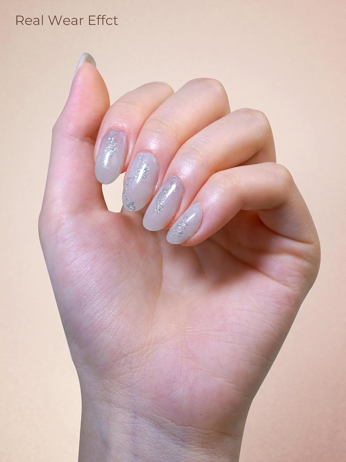 Pre Cured Gel Nail Strips - 44PCS Salon Quality Gel Nail Stickers - Long Lasting Polish Wraps for Women no UV Light Needed Easy Apply& Remove (Midnight White)