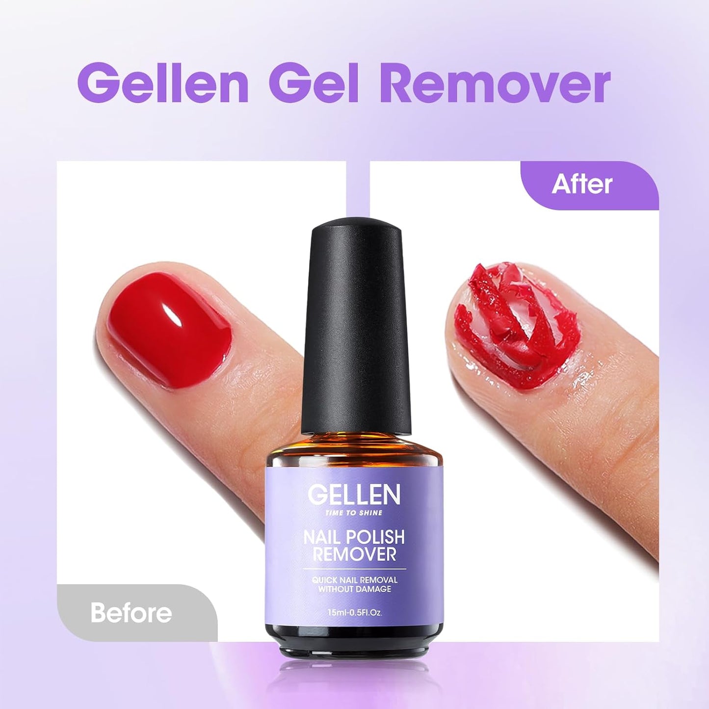 Gellen Gel Nail Polish Remover Kit, Gel Polish Remover for Nails with Liquid Latex Tape Cuticle Oil and Manicure Tools, Quick & Easy Gel Remover in 3-5 Minutes, No Soaking Or Wrapping