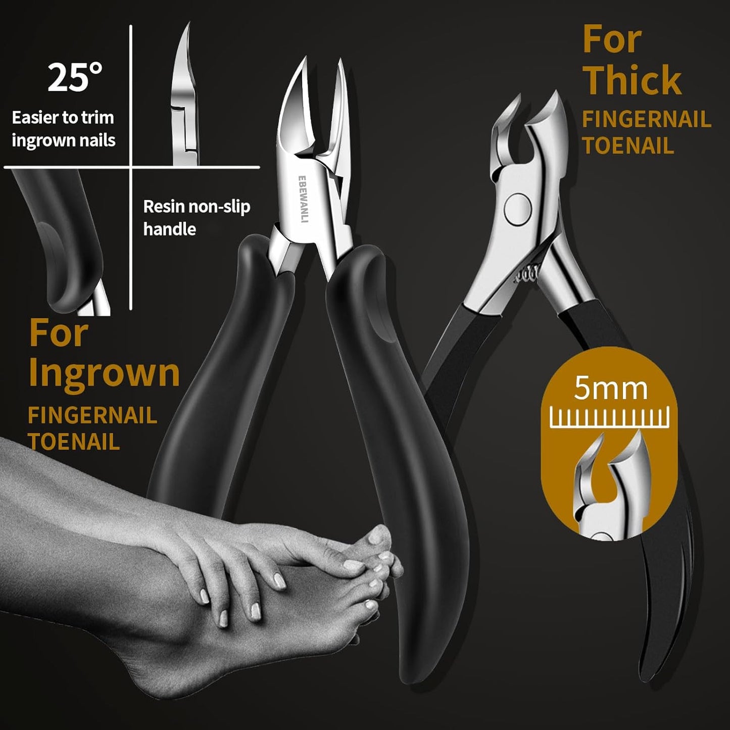 Podiatrist Toenail Clippers for Seniors Thick Toenails, Toe Nail Clippers for Thick Nails for Seniors, Straight Toe Nail Clippers for Men, Ingrown Toenail Clippers and Angled Nail Clipper Set