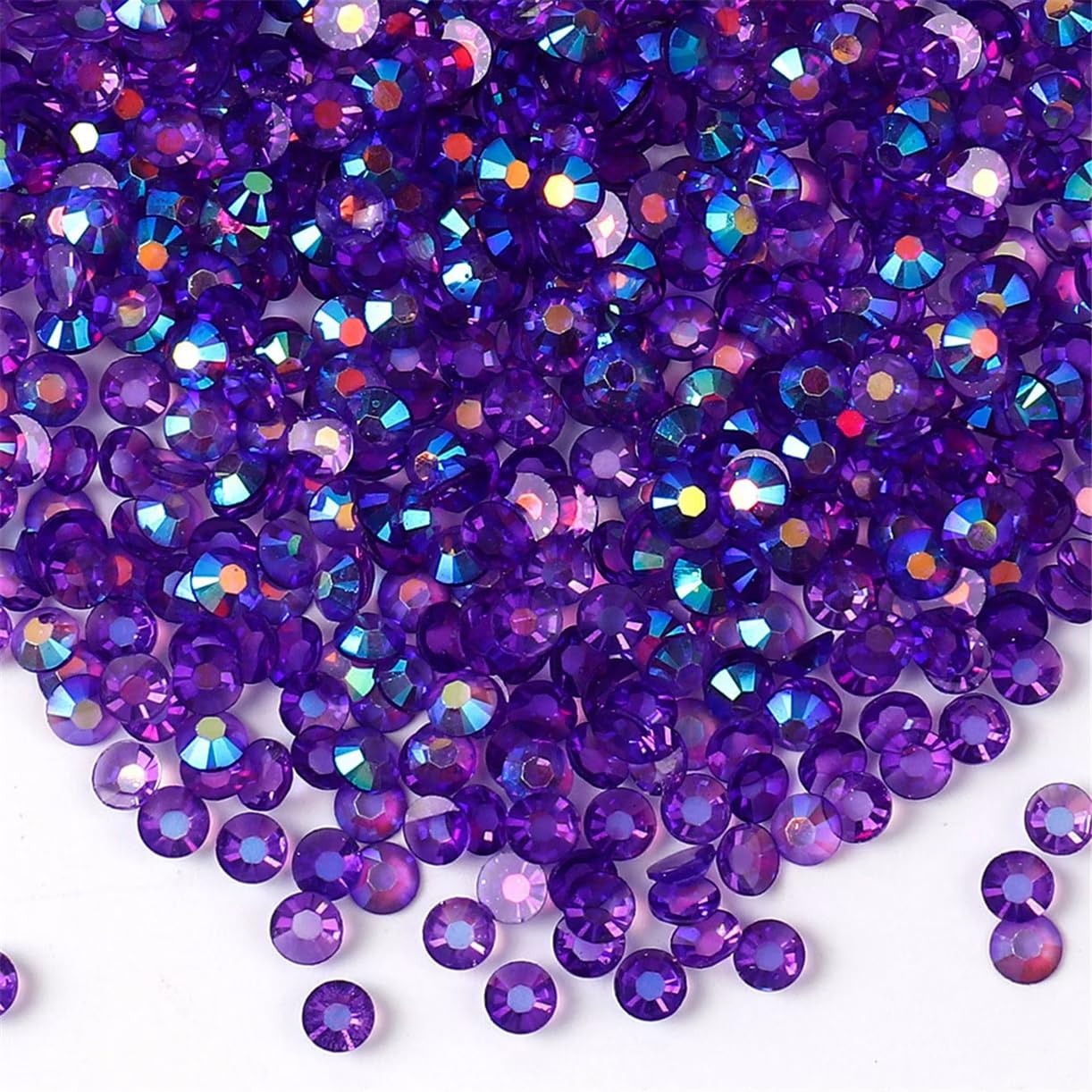 1000 Pieces SS20 5mm Flatback Rhinestones AB Clear Round Gems Crystals for Nail Art DIY Crafts Clothes Shoes Bags （Transparent Dark Purple AB）