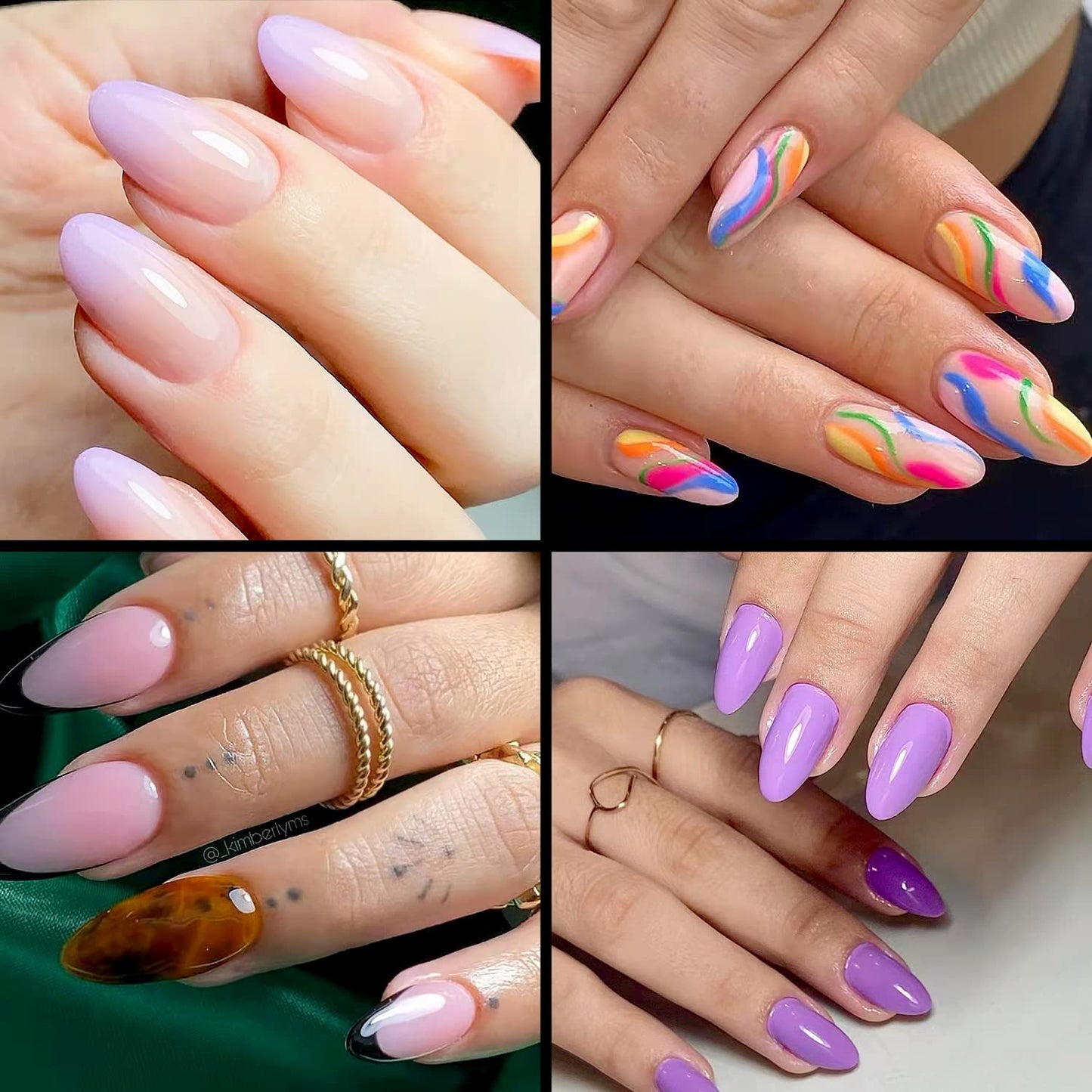 INFELING Almond Nail Tips - 500Pcs Almond Full Cover Nails for Acrylic Nails Professional, Clear Fake Nails with Box for Nail Salons and DIY Nail Art, 10 Size