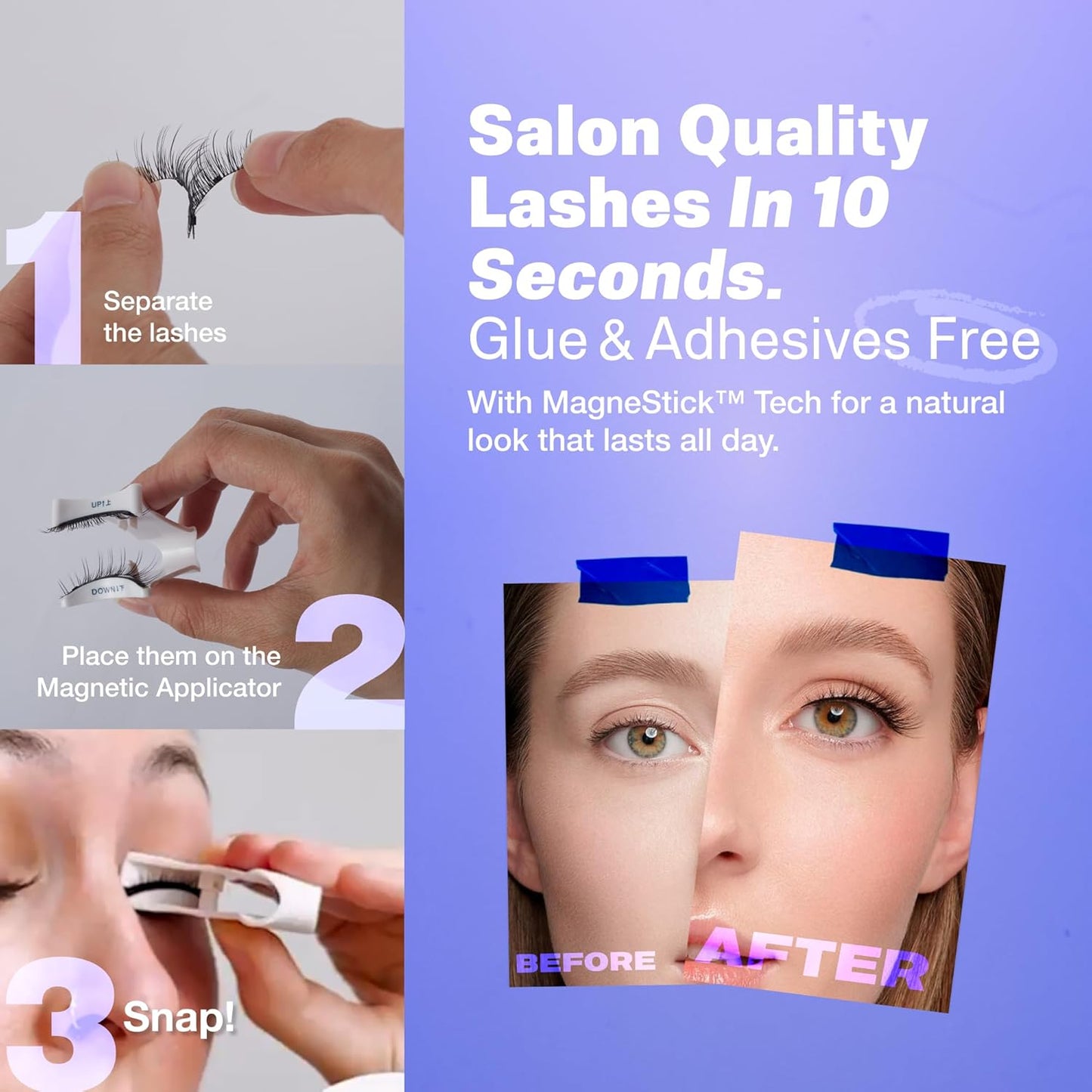 Giani Magnetic Eyelashes with Applicator - Reusable Magnetic Lashes Kit - Natural Soft Looking False Eyelashes - Applicator and Mirror Case Included - No Glue or Eyeliner Needed - Full Style